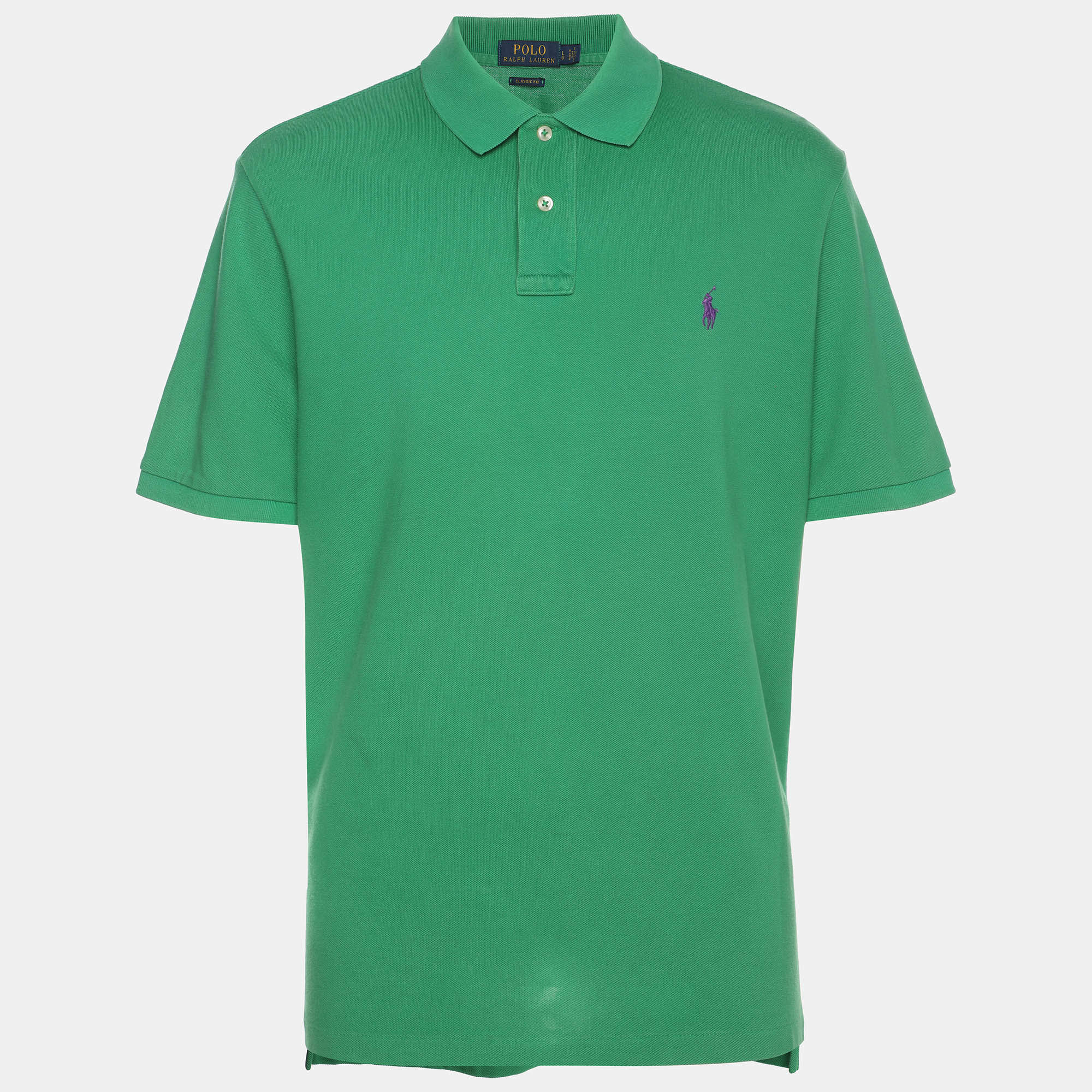 Pre Owned تي شيرت بولو رالف لورين جيرسي أخضر مقاس كبير (لارج)