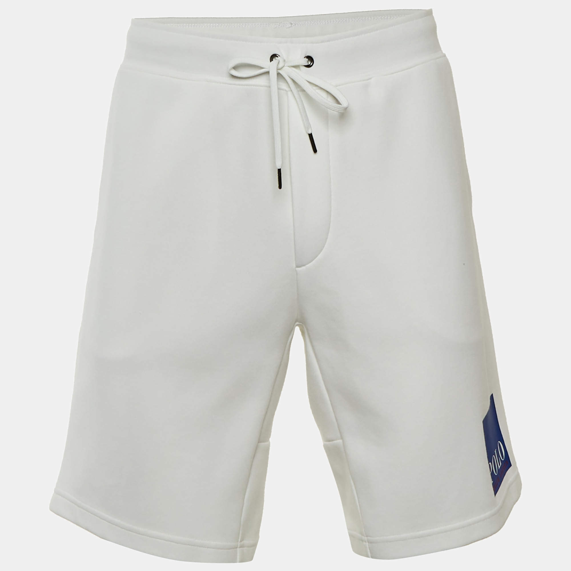 مملوكة مسبقًا Polo Ralph Lauren White Logo Print Jersey Shorts M