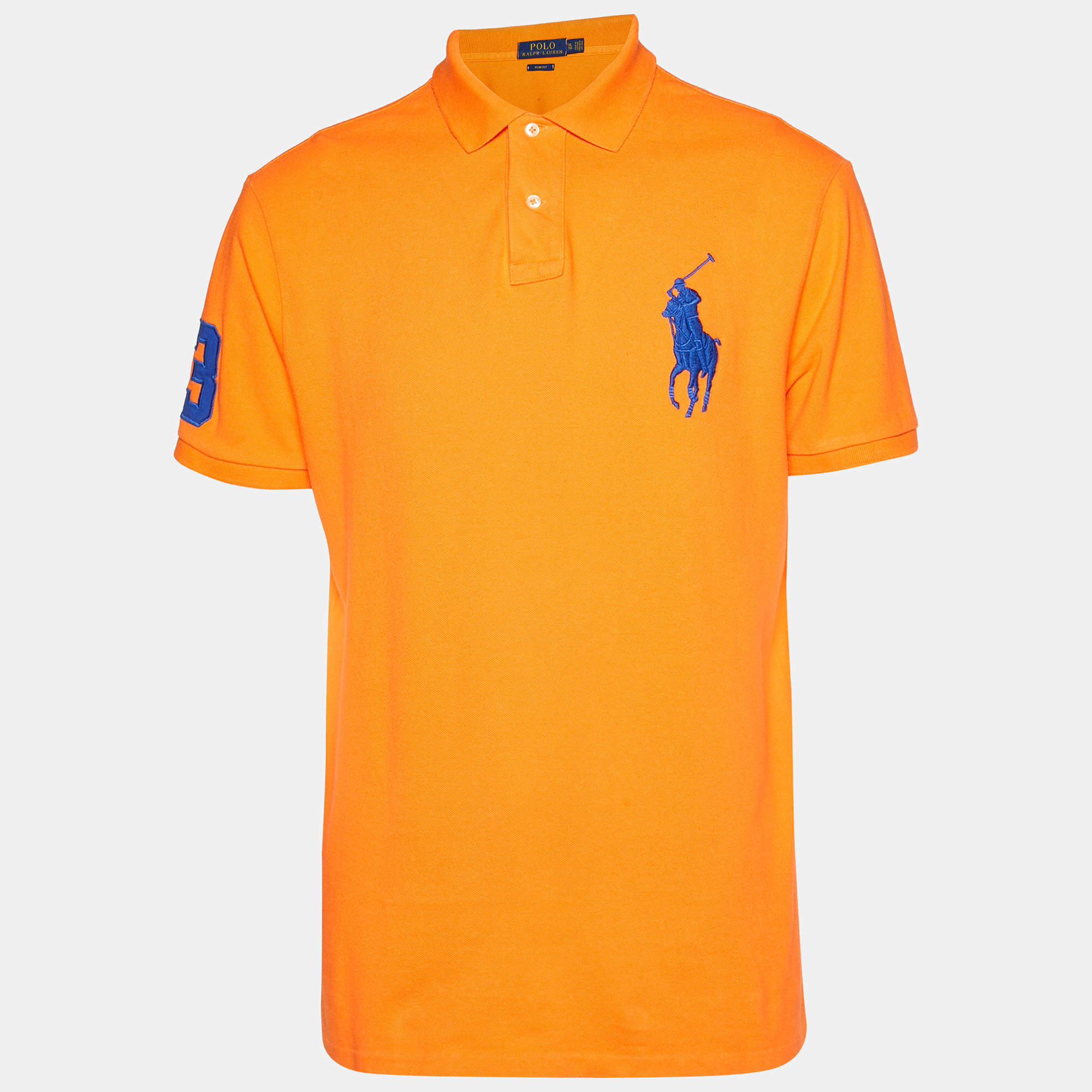 Pre Owned Polo Ralph Lauren Orange Pique Polo T-Shirt XL