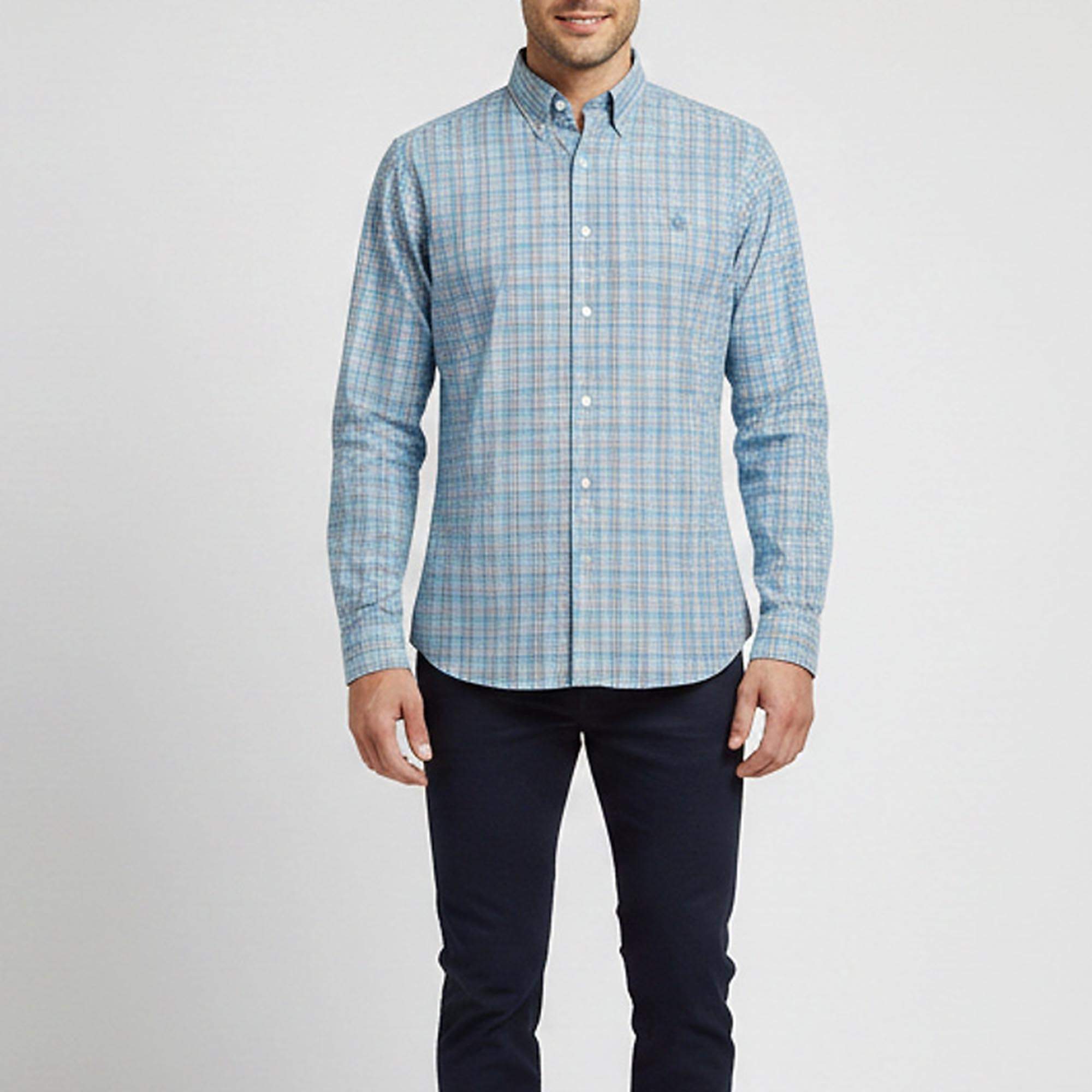 مملوكة مسبقًا Polo Ralph Lauren Blue Plaid Poplin Button Down Shirt S