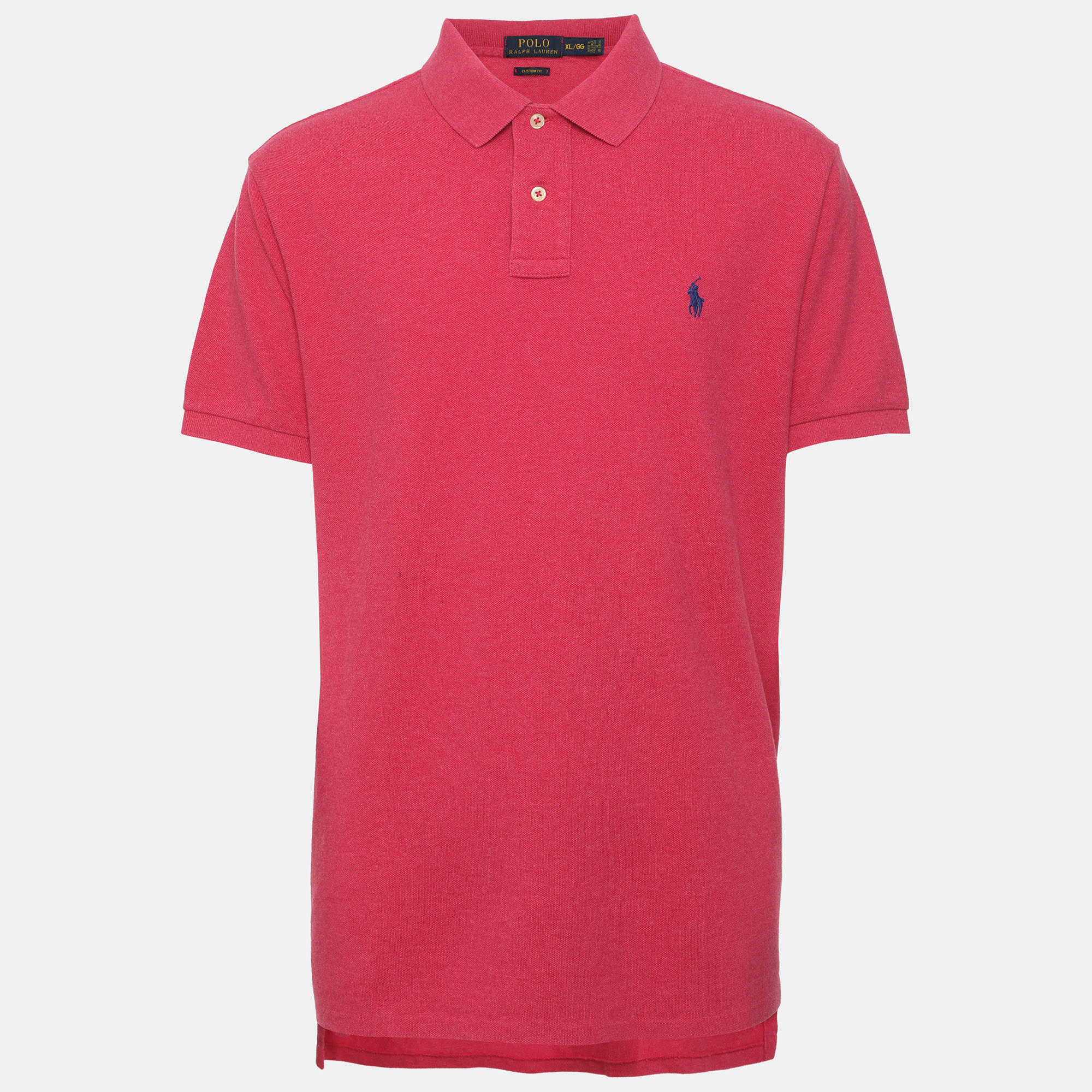 Pre Owned Polo Ralph Lauren Pink Cotton Pique Polo T-Shirt XL