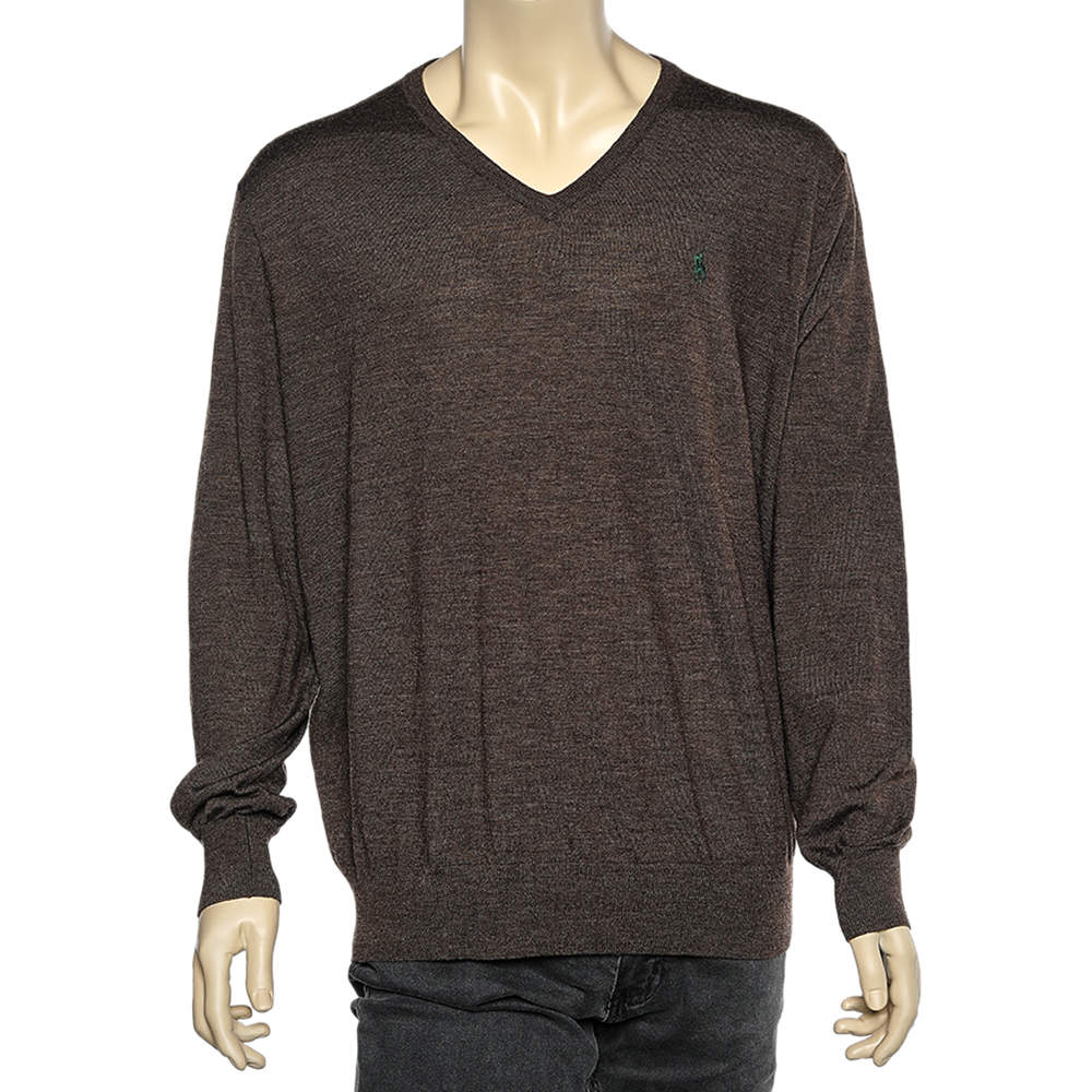 Pre Owned Polo By Ralph Lauren Brown Wool Long Sleeve Sweater 1XB