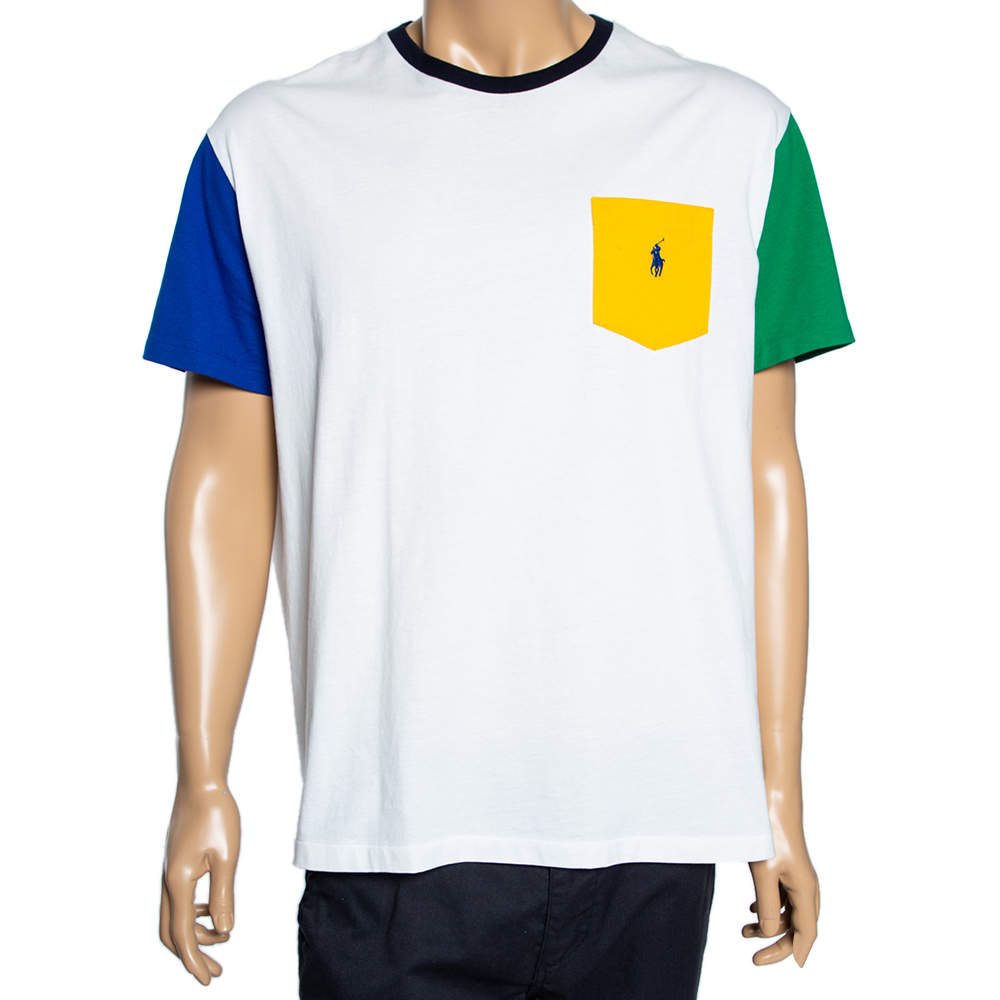 Pre Owned Polo Ralph Lauren Colorblock Cotton Classic Fit Short Sleeve T-Shirt L