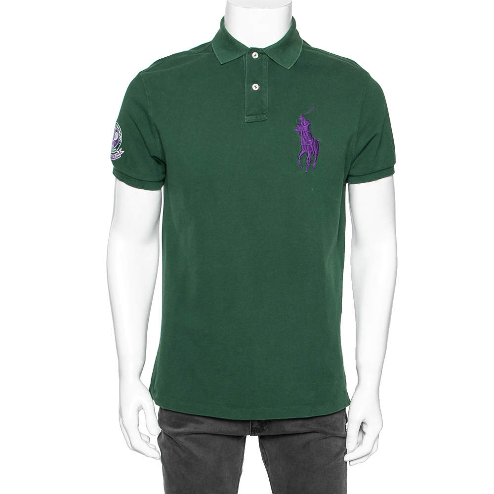 Pre Owned Polo Ralph Lauren Green Cotton Polo T-shirt M