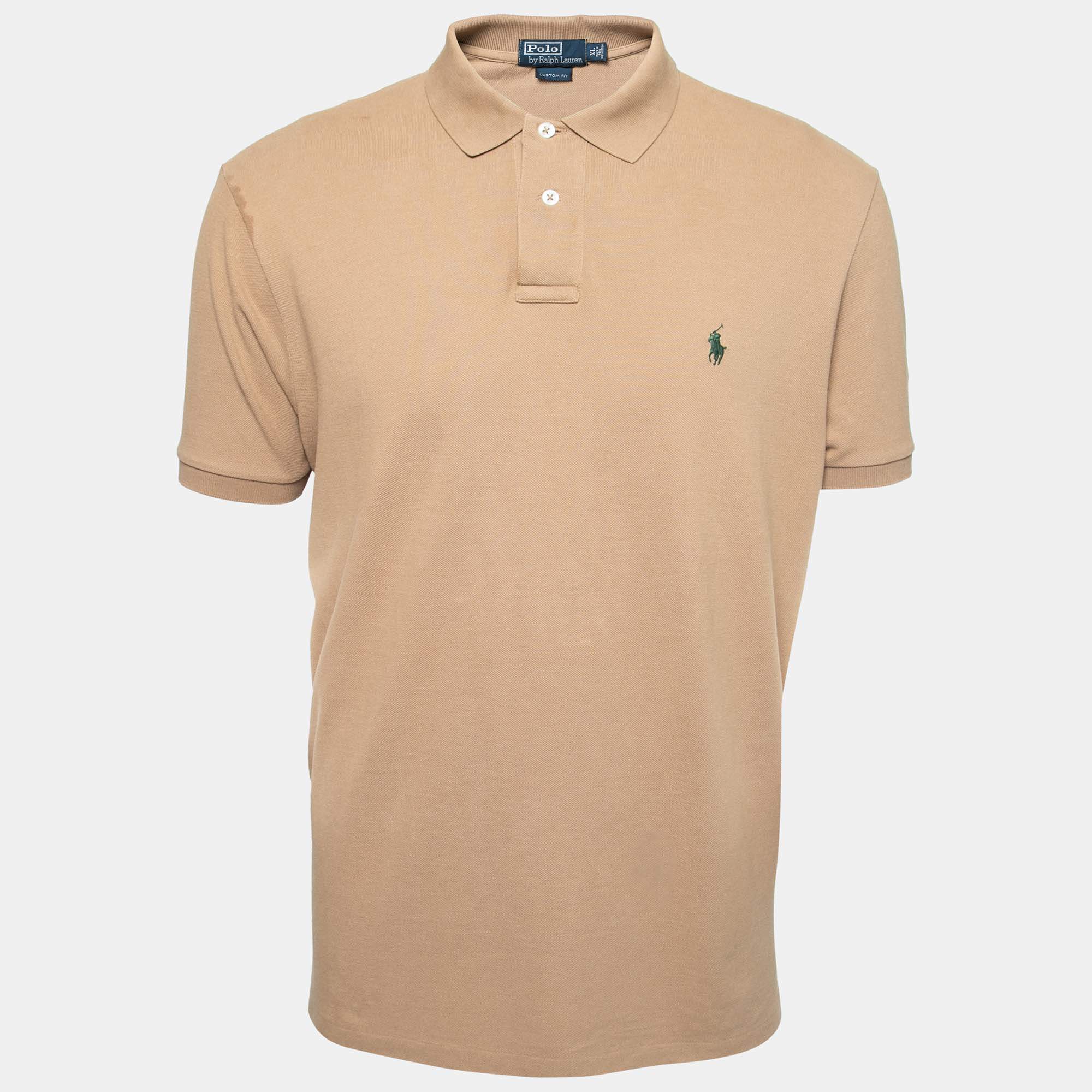 Pre Owned Polo Ralph Lauren Brown Cotton Polo T-Shirt XL