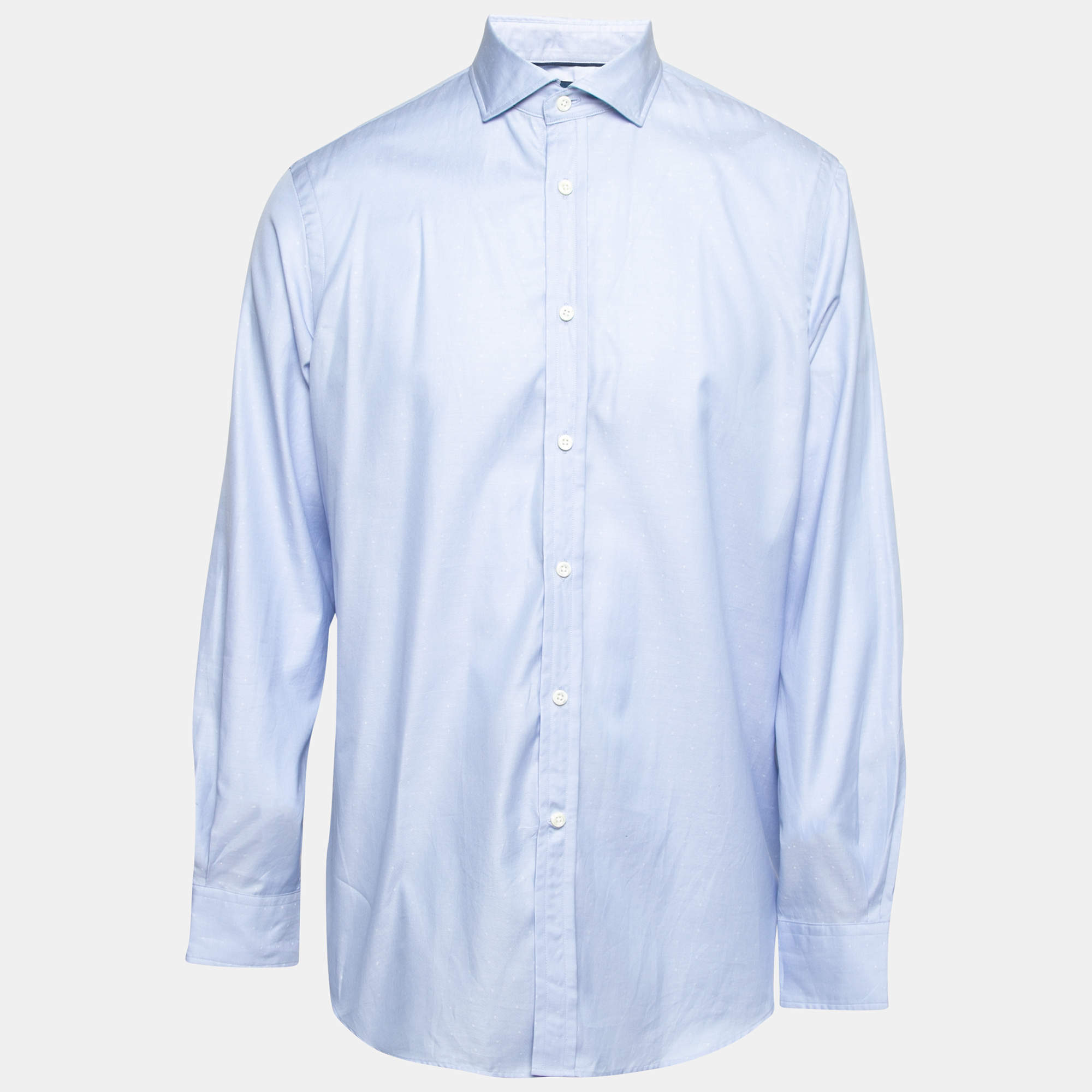 مملوكة مسبقًا Polo Ralph Lauren Blue Printed Cotton Button Front Shirt L
