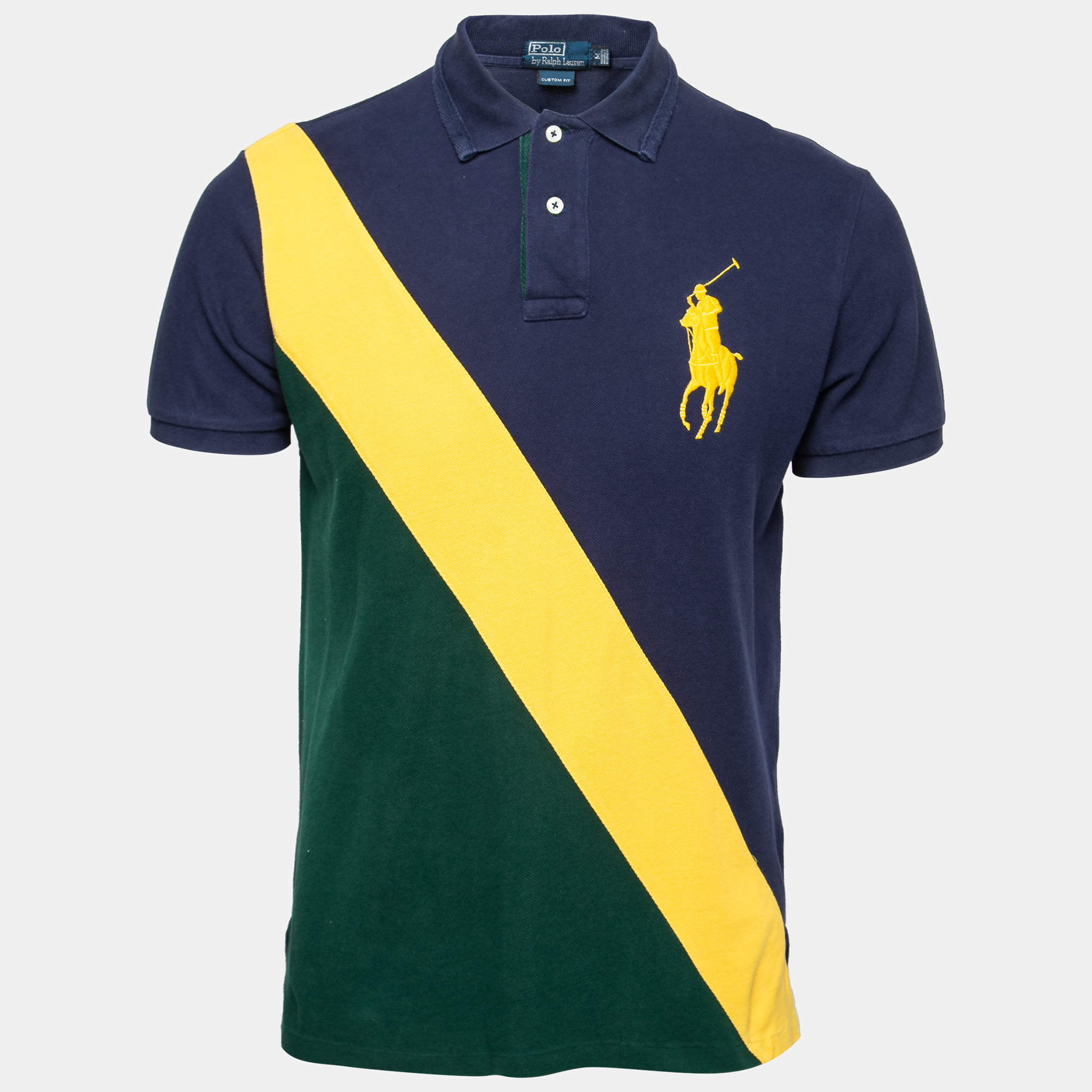 Pre Owned Polo Ralph Lauren Colorblock Cotton Pique Custom Fit Polo T-Shirt M