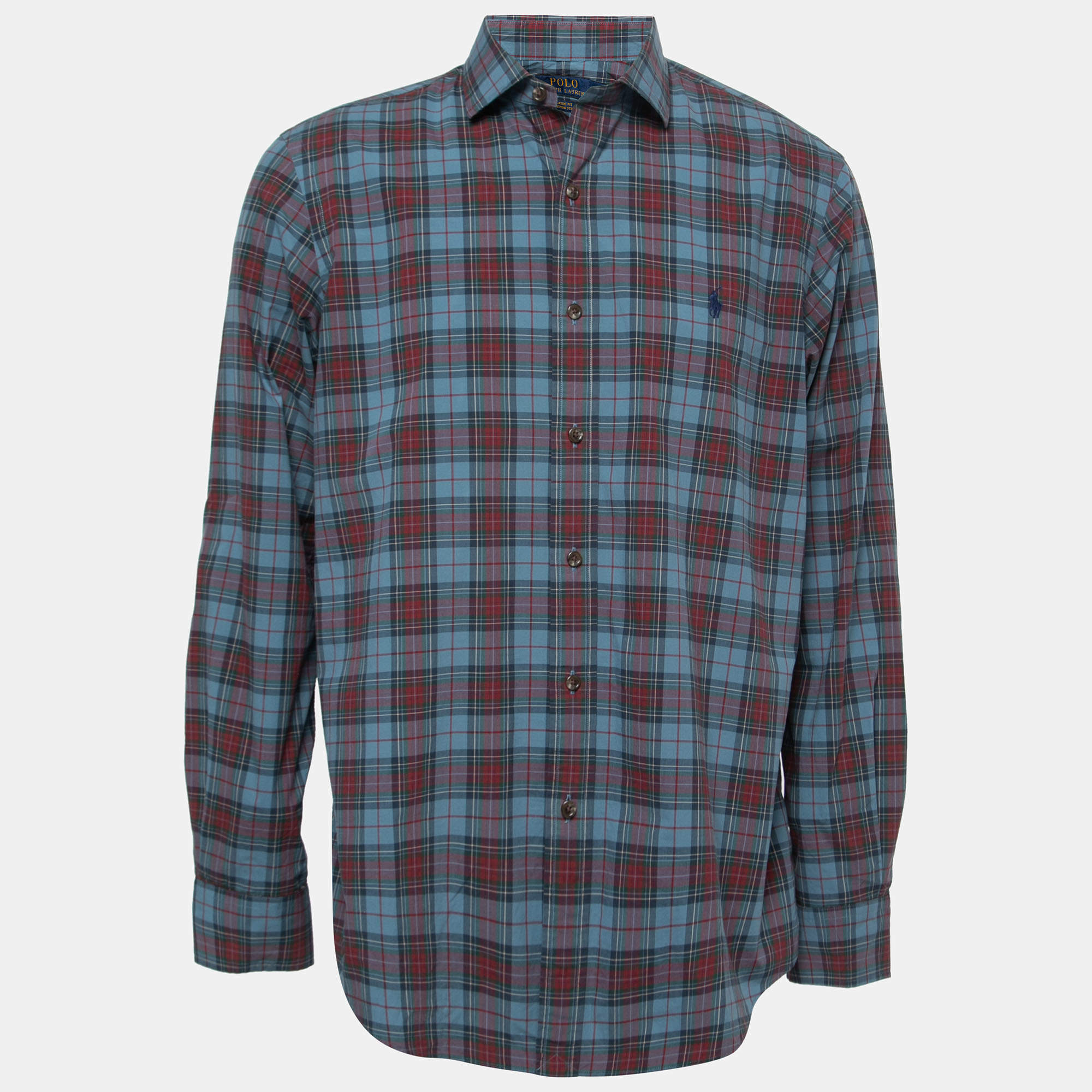 Pre Owned Polo Ralph Lauren Multicolor Checkered Cotton Classic Fit Button Front Shirt L