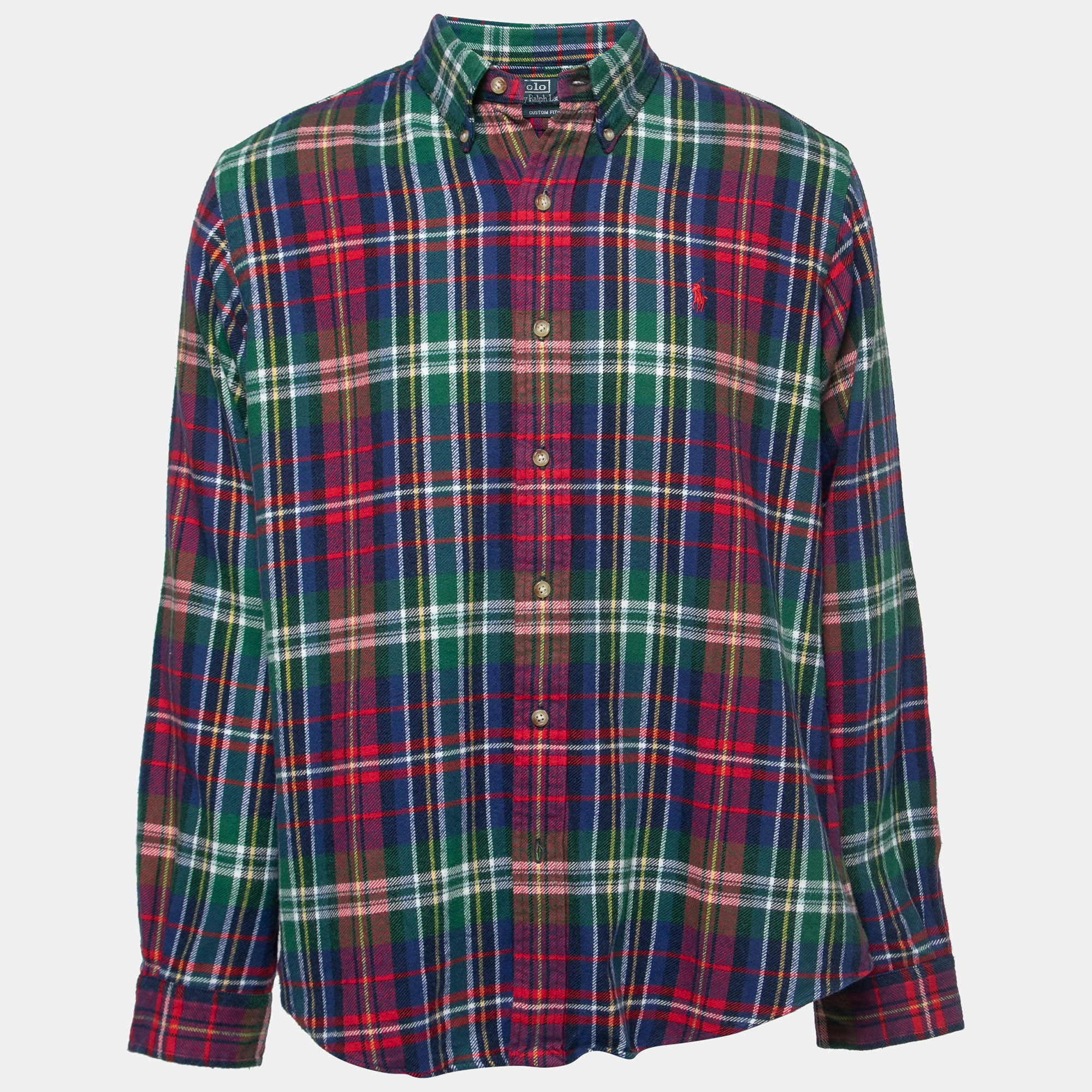 Pre Owned Polo Ralph Lauren Multicolor Tartan Cotton Custom Fit Shirt L