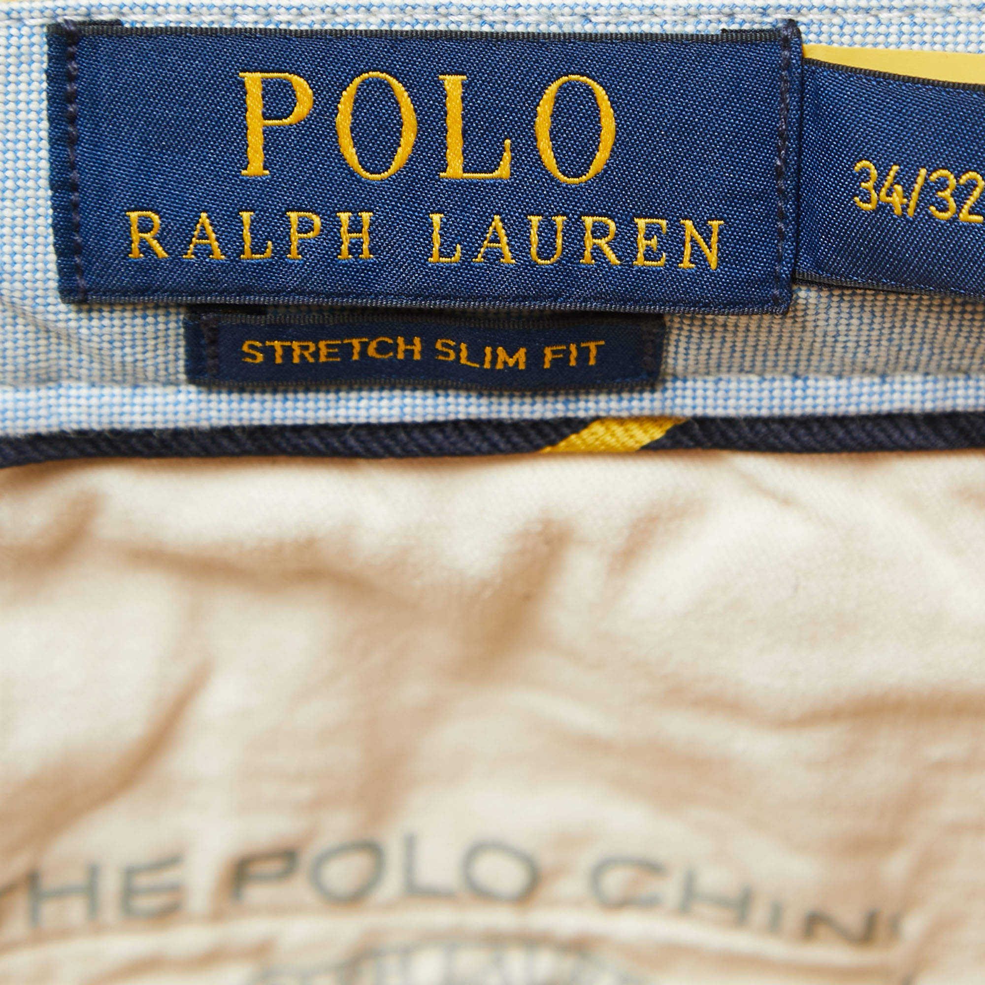 Polo Ralph Lauren Yellow Cotton Stretch Slim Fit Pants L Polo