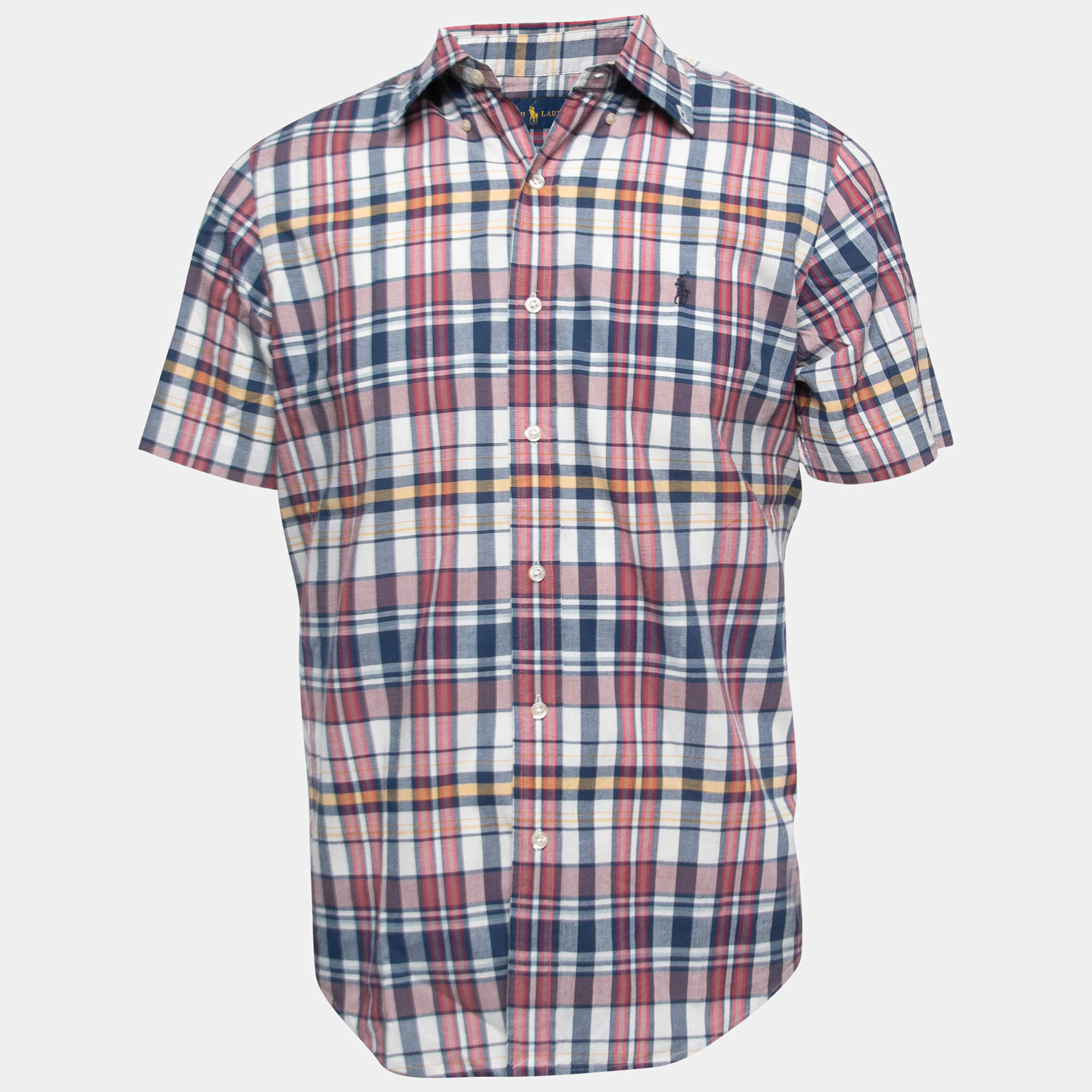 Pre Owned Polo Ralph Lauren Multicolor Plaided Cotton Half Sleeve Shirt M