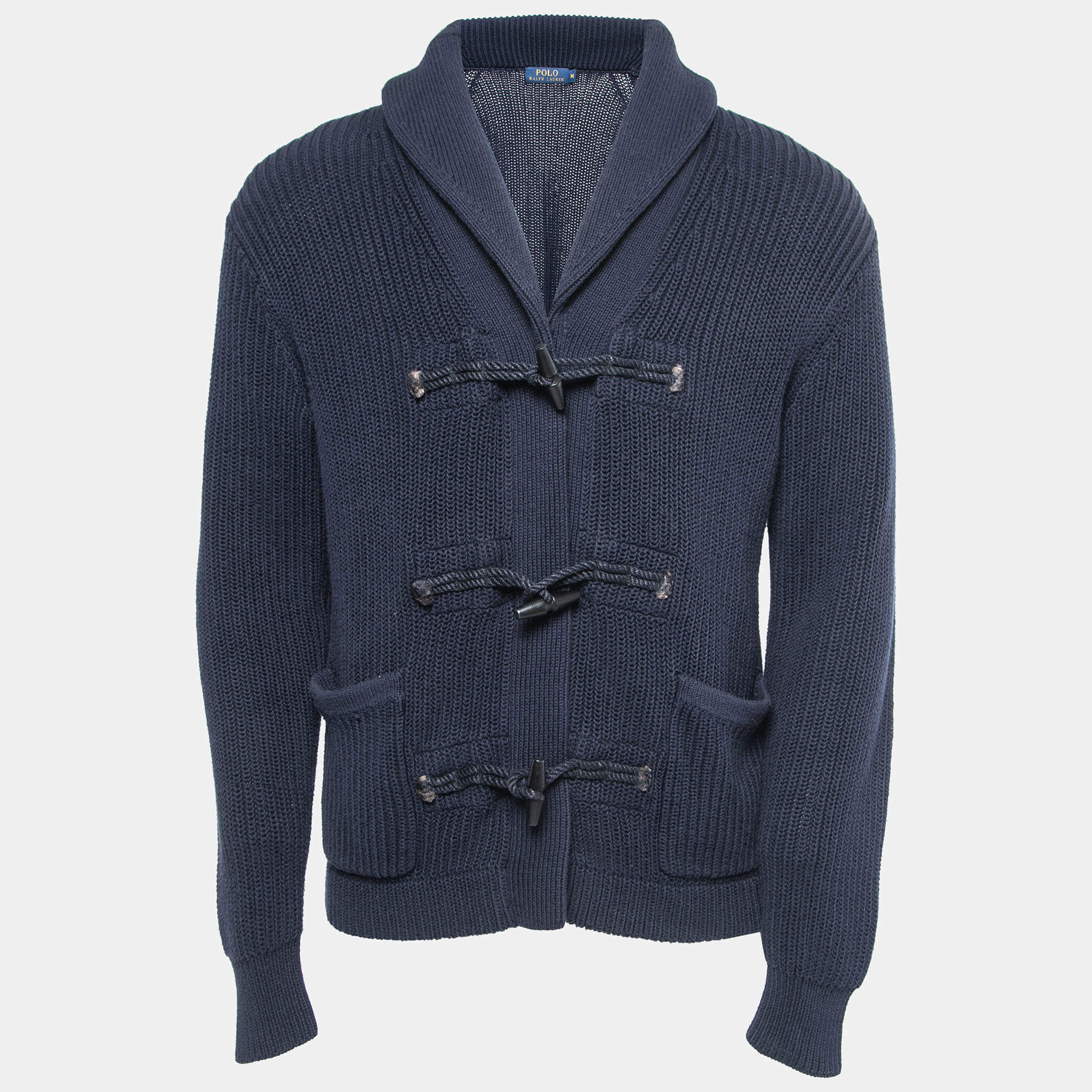 مملوكة مسبقًا Polo Ralph Lauren Navy Blue Cable Knit Sweater M