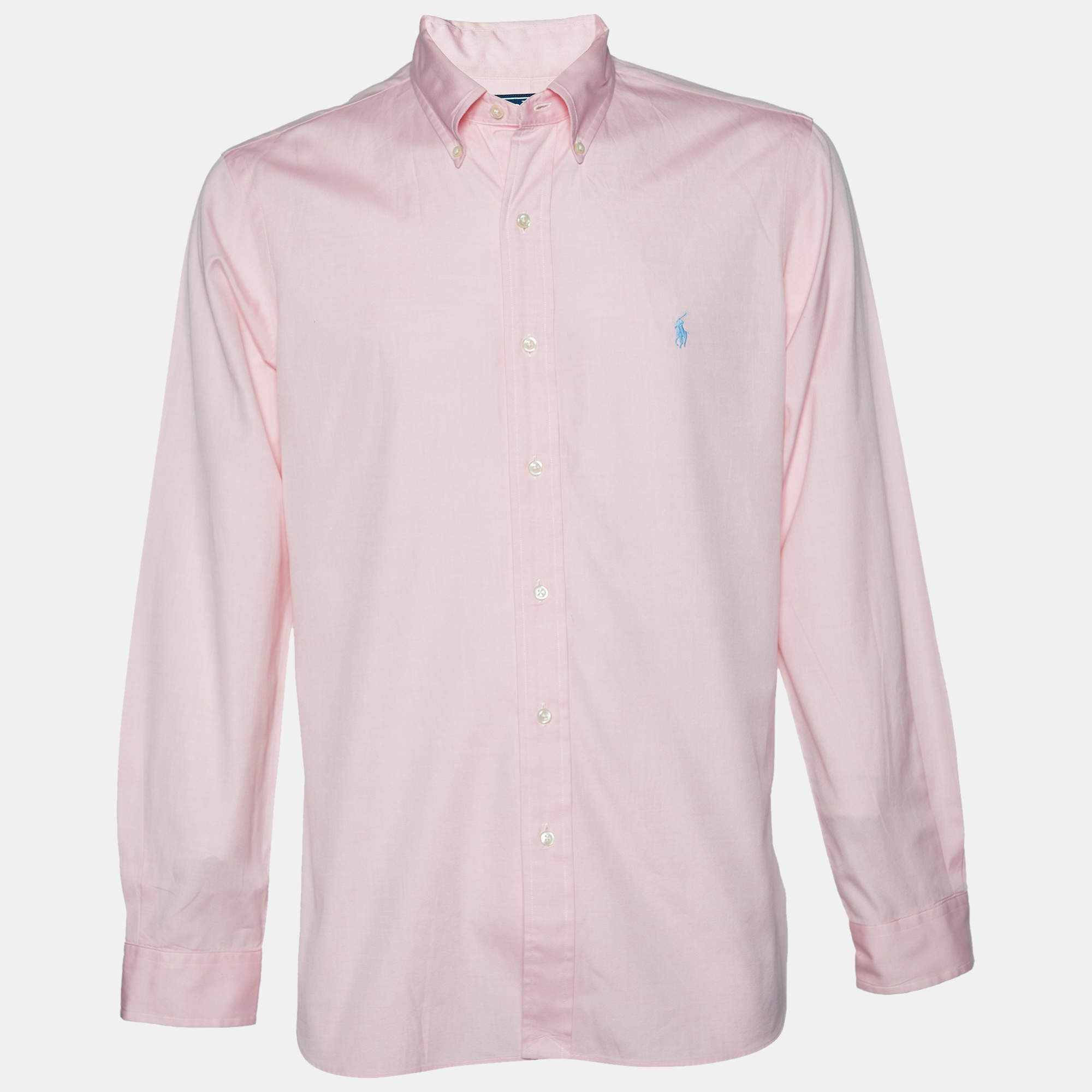 مملوكة مسبقًا Polo by Ralph Lauren Pink Cotton Custom Fit Shirt L