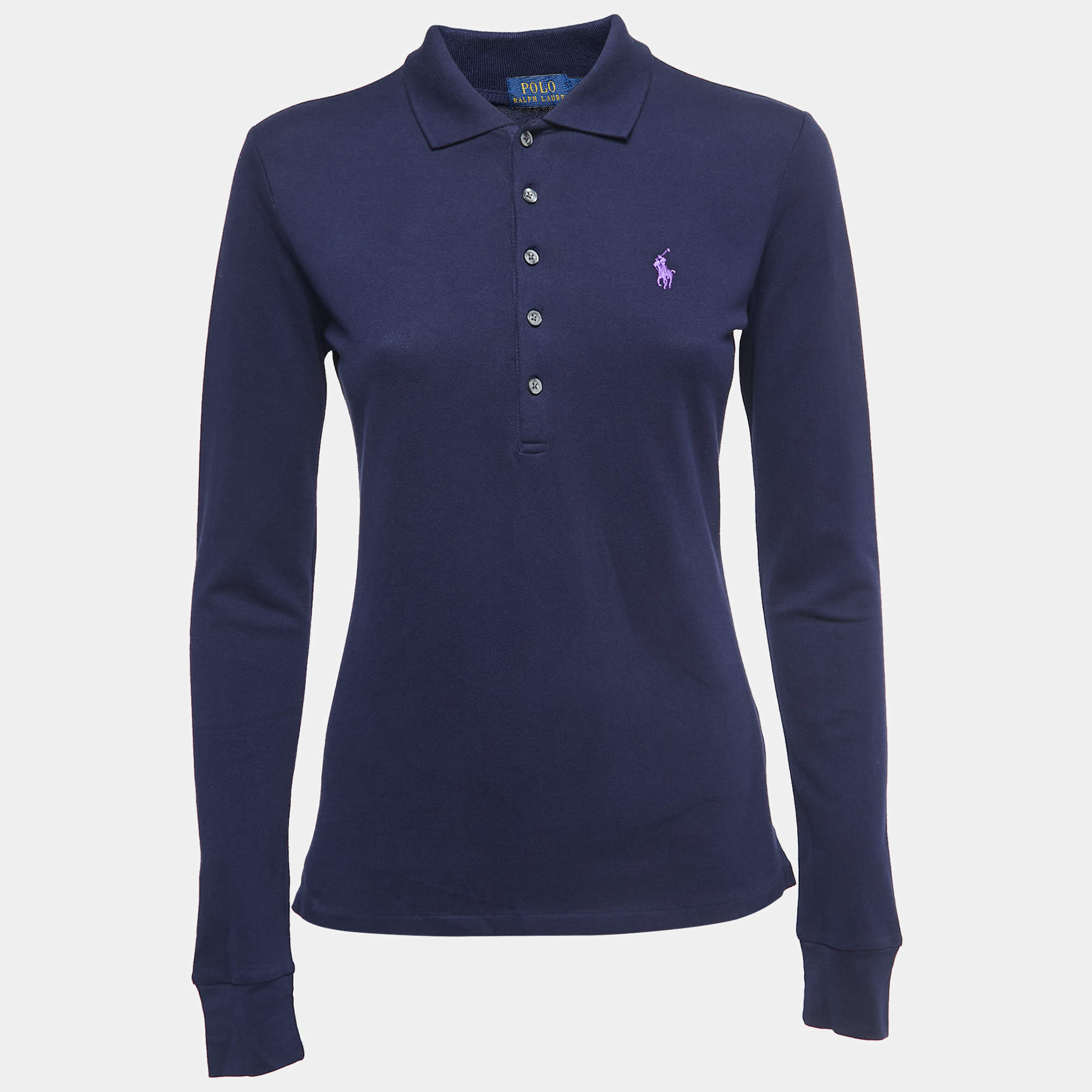 Embroidered Cotton Pique Polo Shirt in Blue - Polo Ralph Lauren