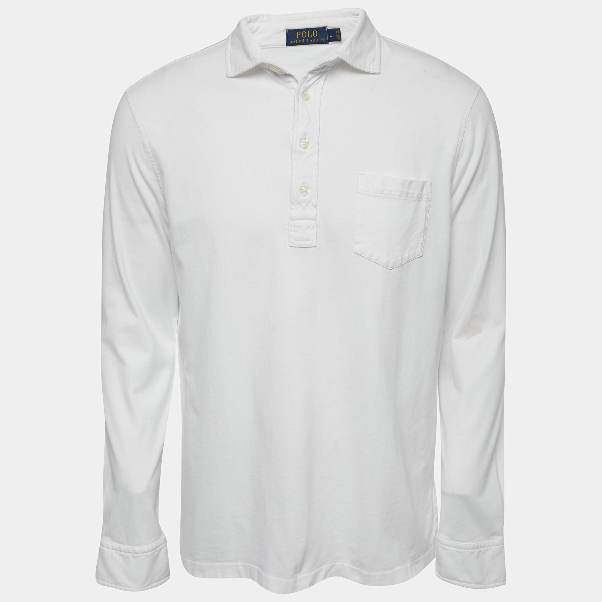 Polo Ralph Lauren White Cotton Knit Full Sleeve T-Shirt L Polo