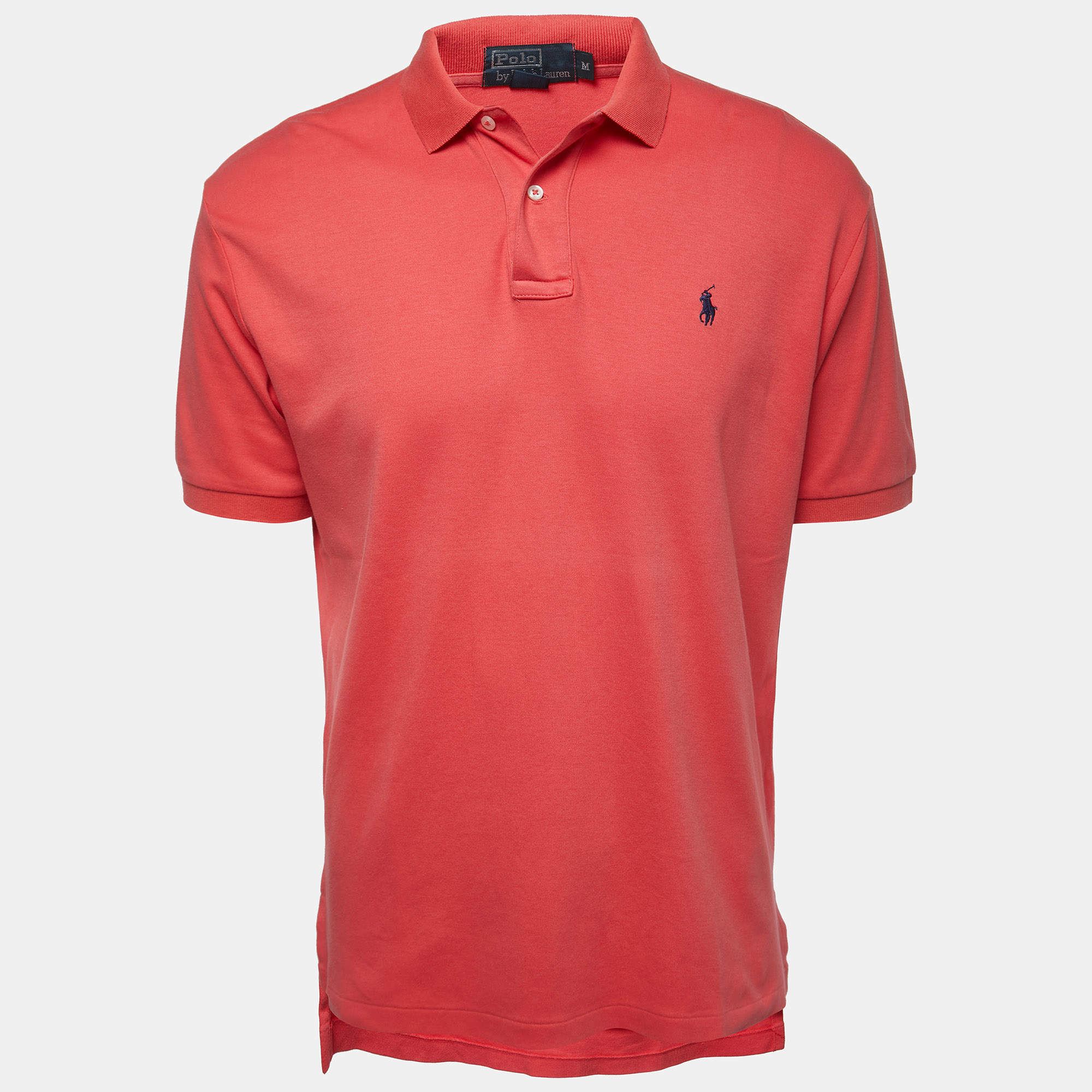 Pre Owned Polo Ralph Lauren Pink Logo Embroidered Cotton Polo T-Shirt M