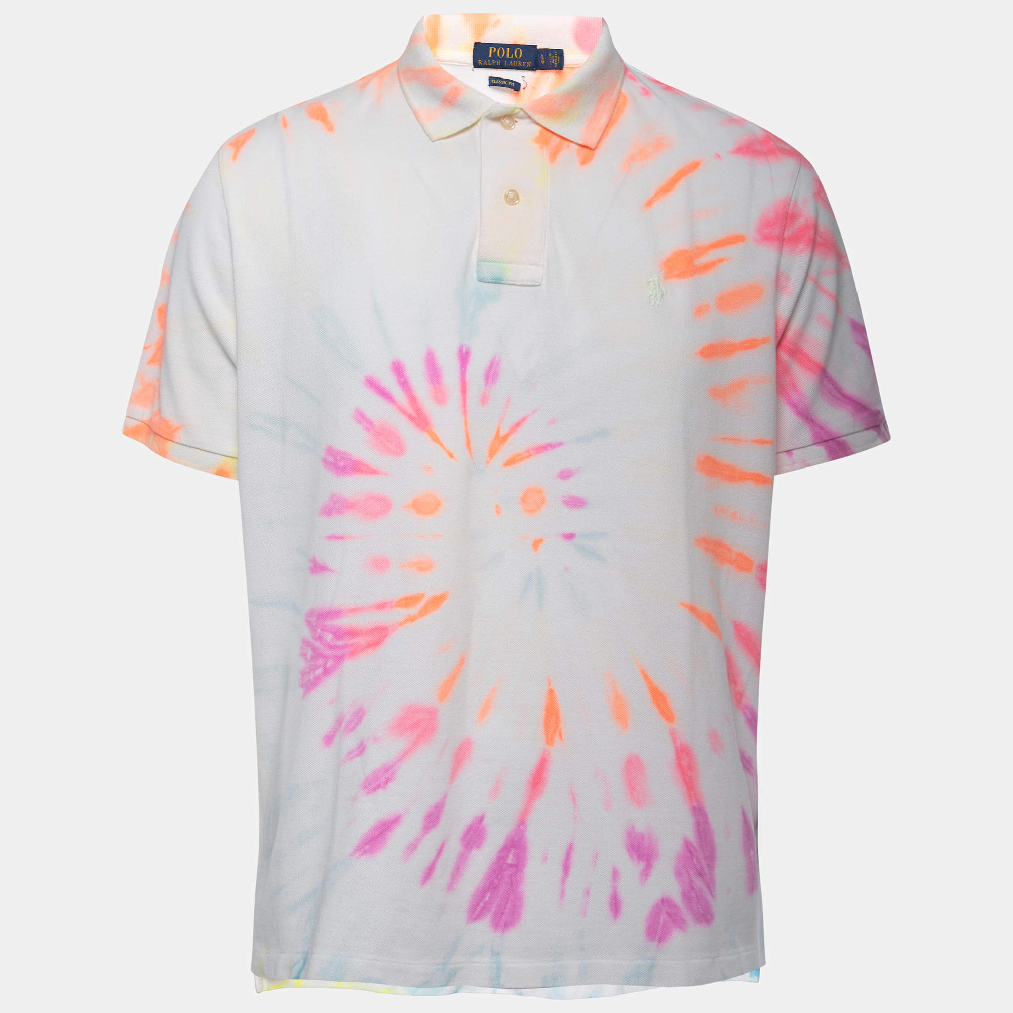 Pre Owned Polo Ralph Lauren Multicolor Tie-Dyed Cotton Pique Polo T-Shirt L