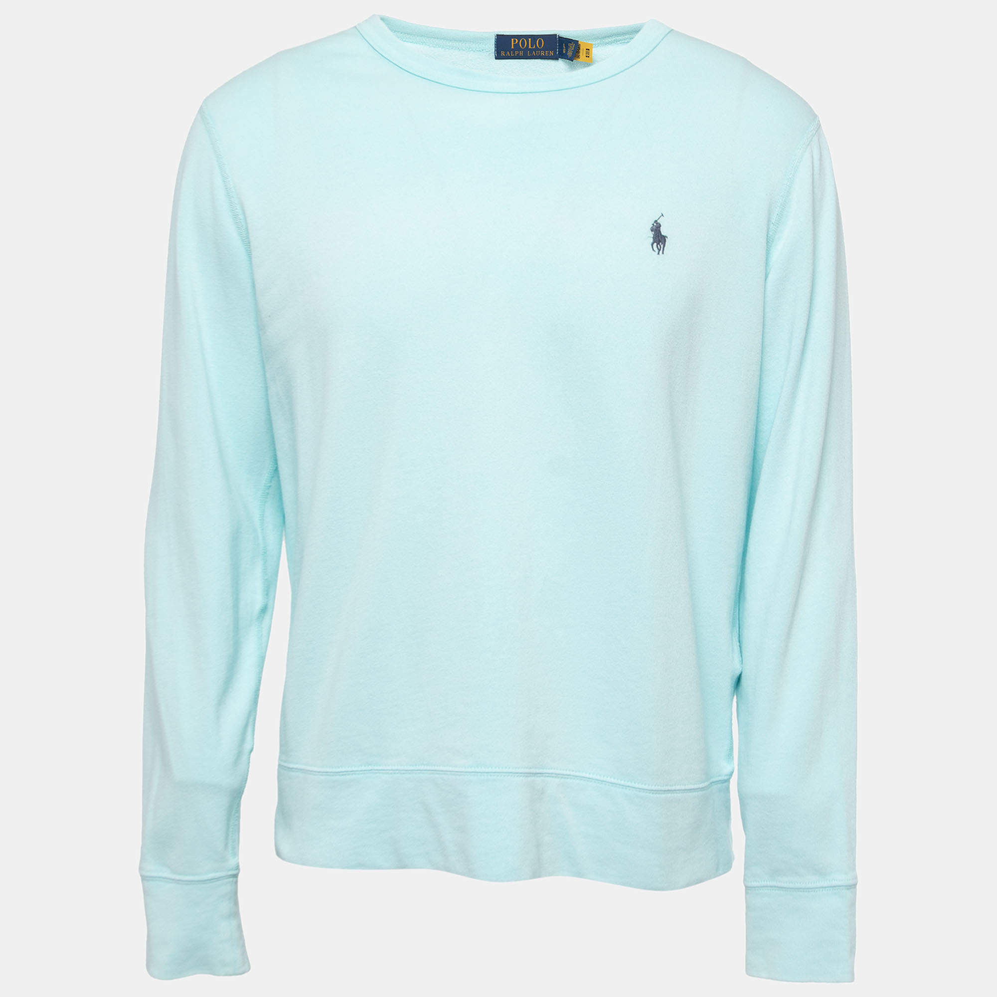 Pre Owned Polo Ralph Lauren Aqua Blue Cotton Long Sleeve T-Shirt L