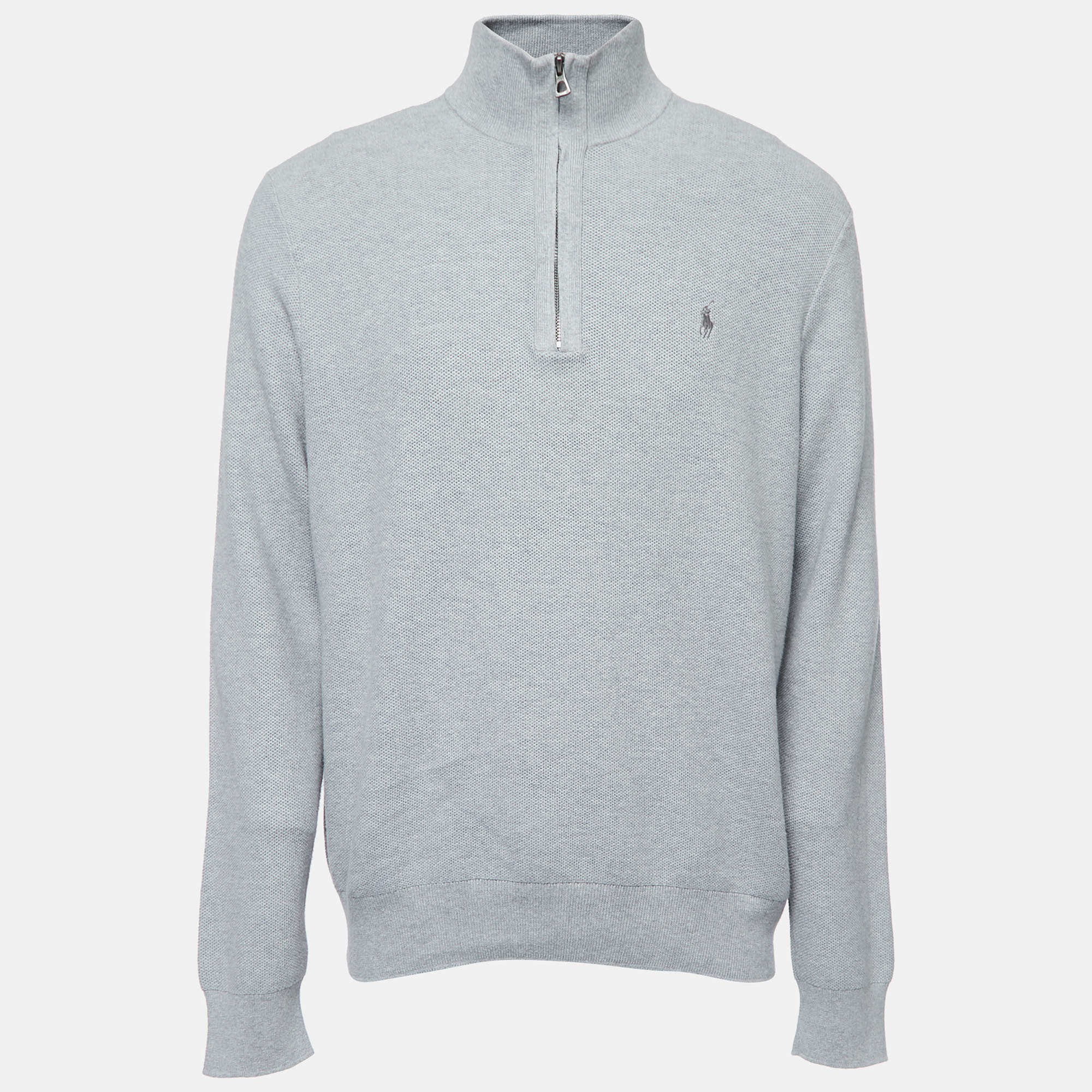 Pre Owned Polo Ralph Lauren Grey Cotton Long Sleeve Jumper XL