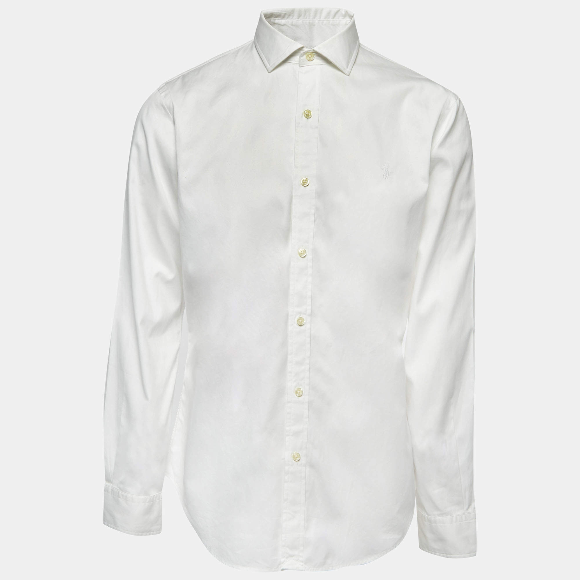 Pre Owned Polo Ralph Lauren White Cotton Button Front Shirt L