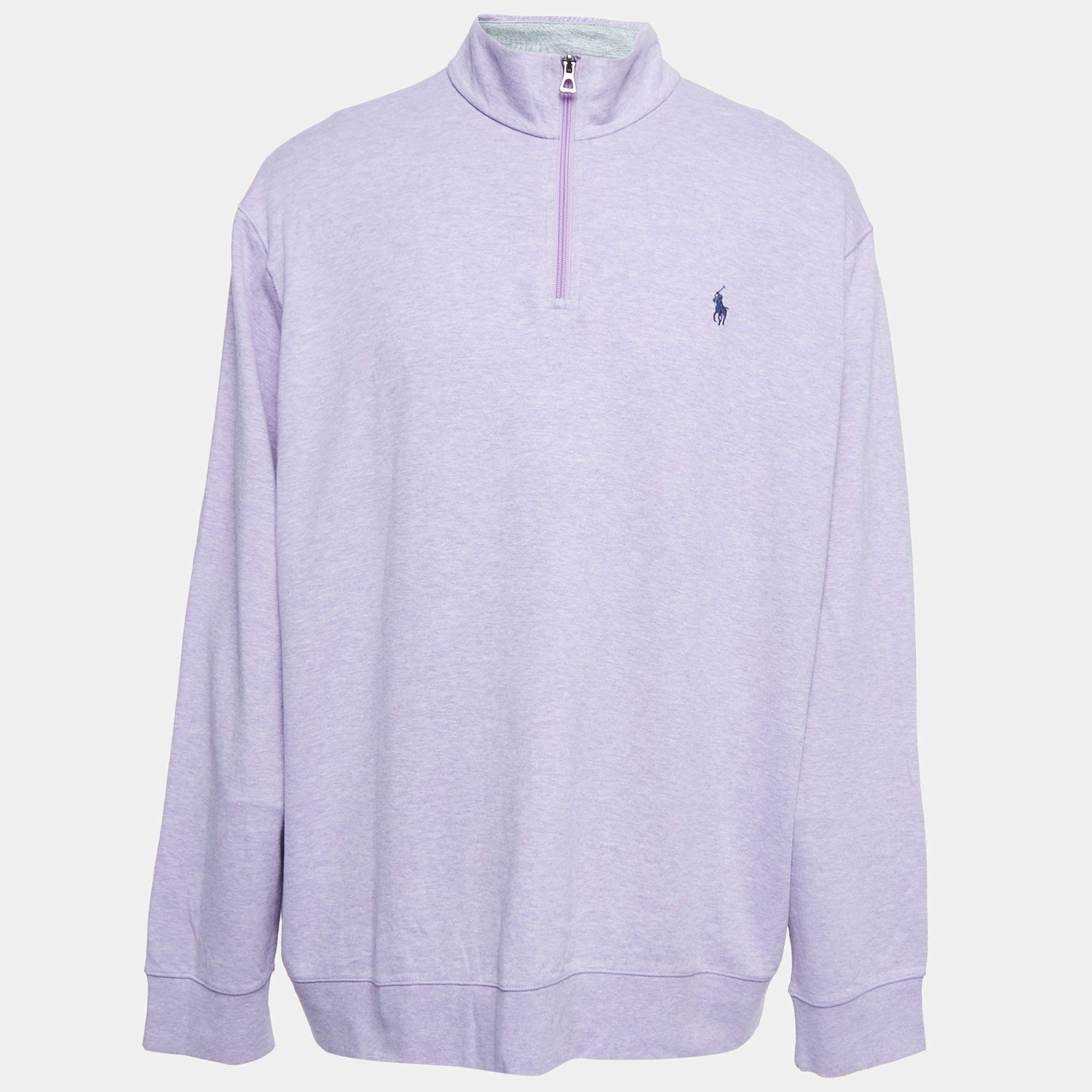 مملوكة مسبقًا Polo Ralph Lauren Purple Logo Embroidered Cotton Knit High Neck Full Sleeve T-Shirt XXL