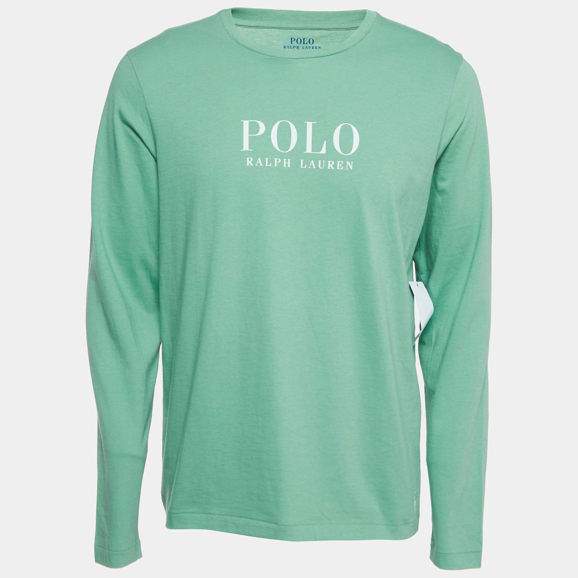 Pre Owned Polo Ralph Lauren Green Cotton Printed Long Sleeve T-Shirt M