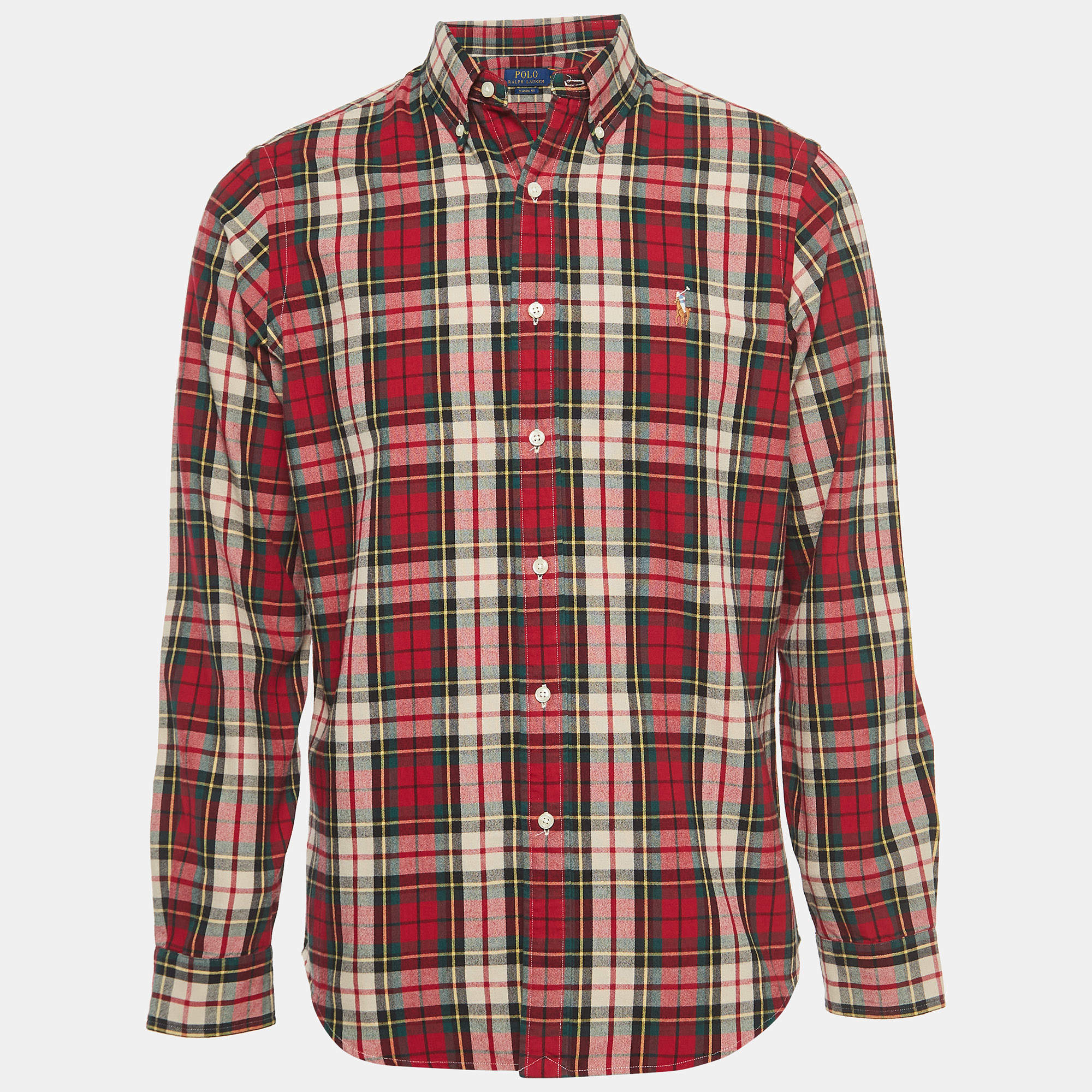 Pre Owned Polo Ralph Lauren Red Checked Cotton Flannel Shirt M