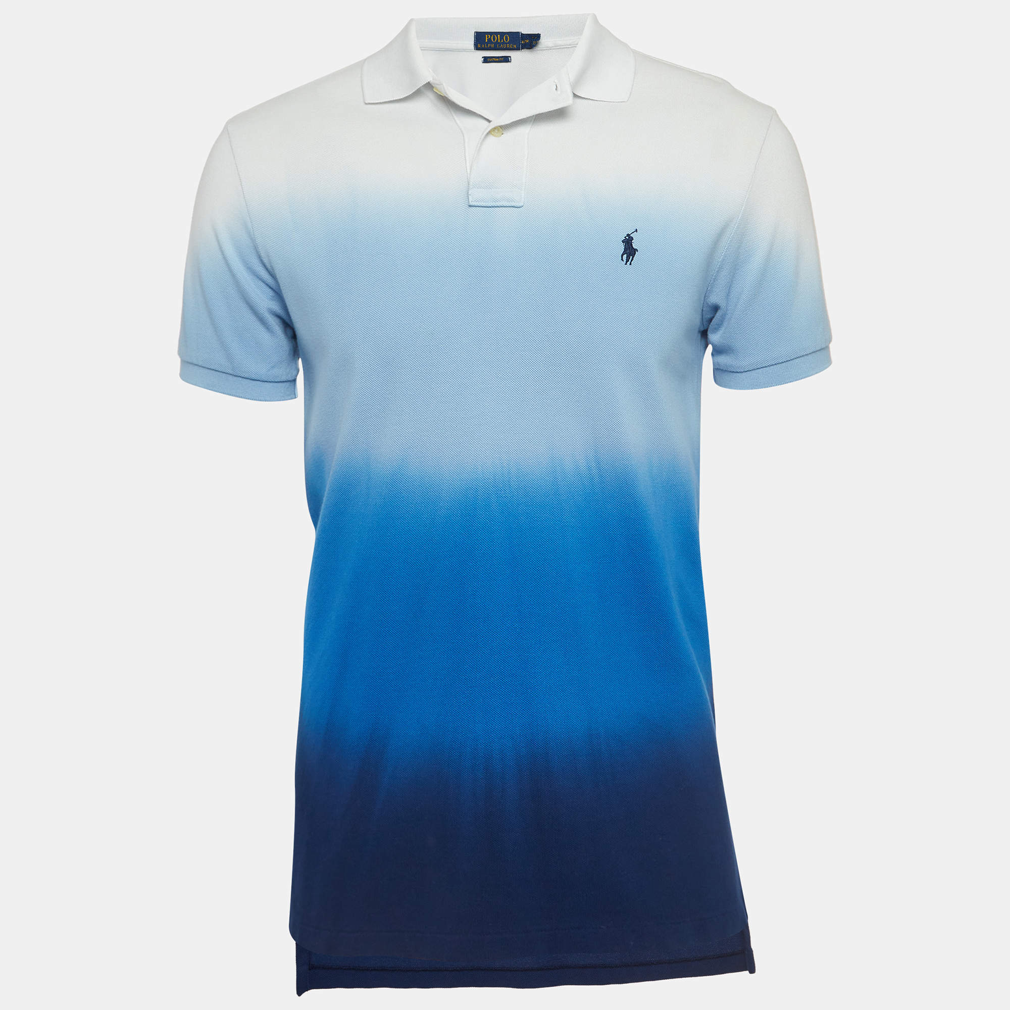 Pre Owned Polo Ralph Lauren Blue Cotton Knit Polo T-Shirt M