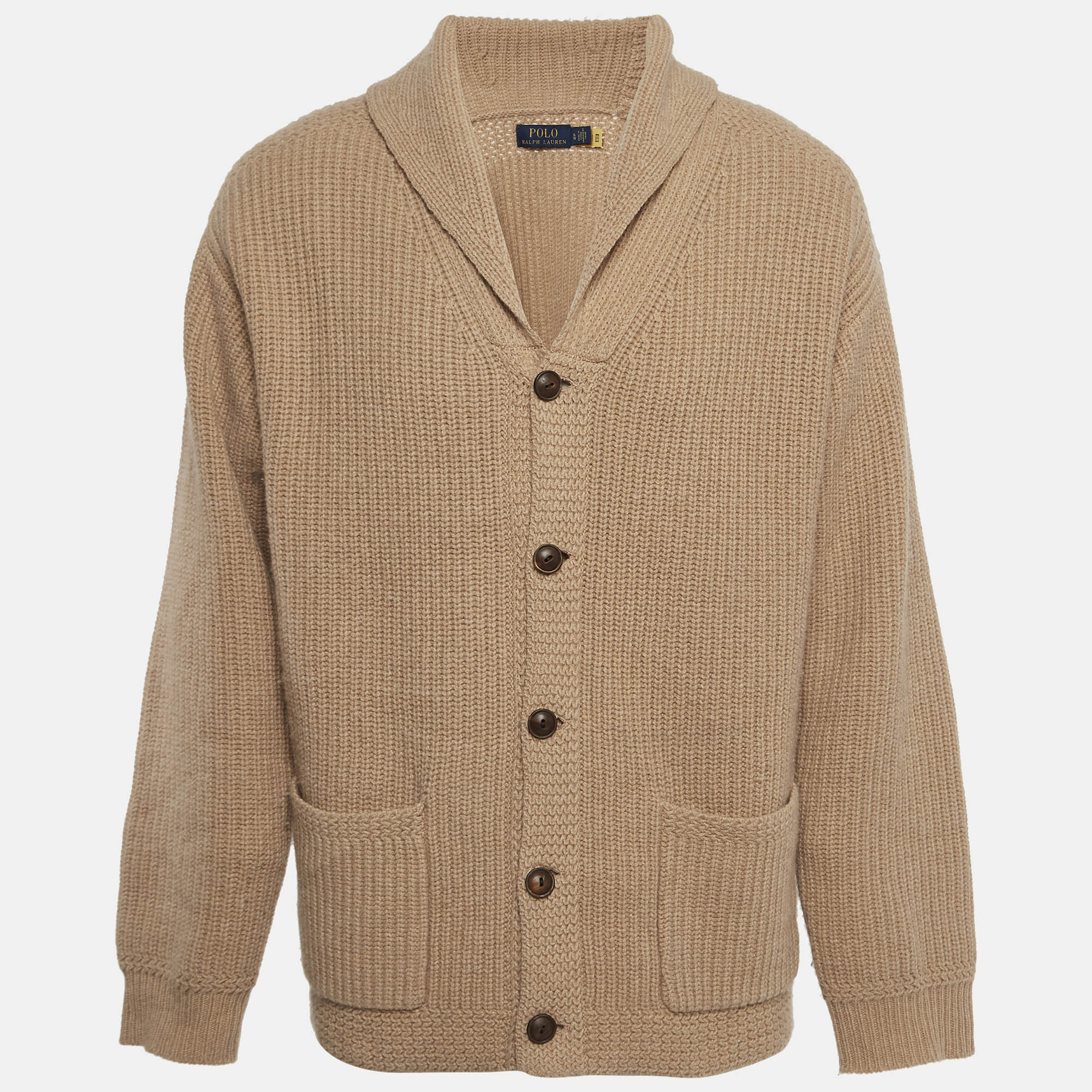 Polo Ralph Lauren Beige Wool and Cashmere Knit Buttoned Cardigan