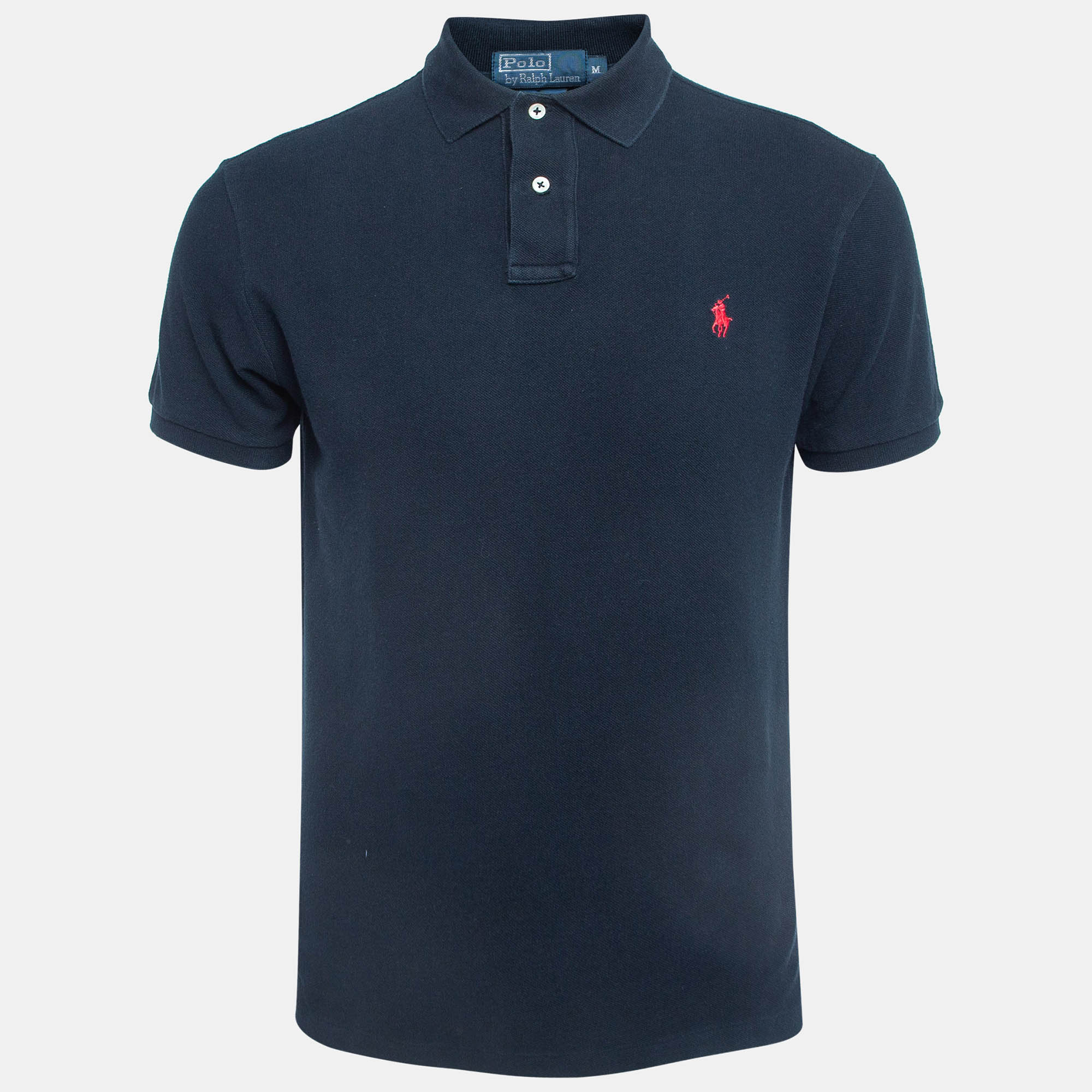مملوكة مسبقًا Polo Ralph Lauren Dark Blue Cotton Custom Fit Polo T-Shirt M