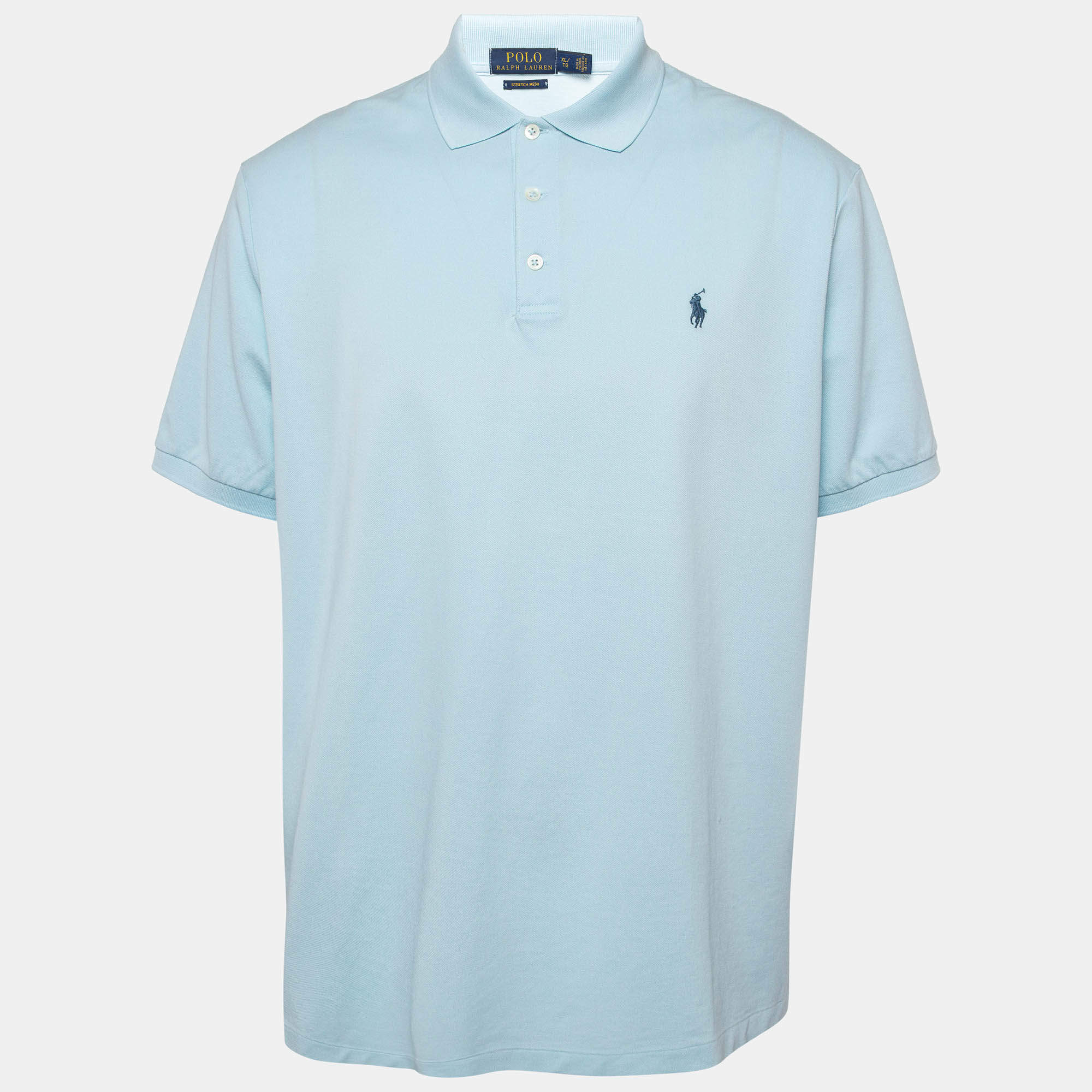 مملوكة مسبقًا Polo Ralph Lauren Light Blue Stretch Mesh Knit Polo T-Shirt XL
