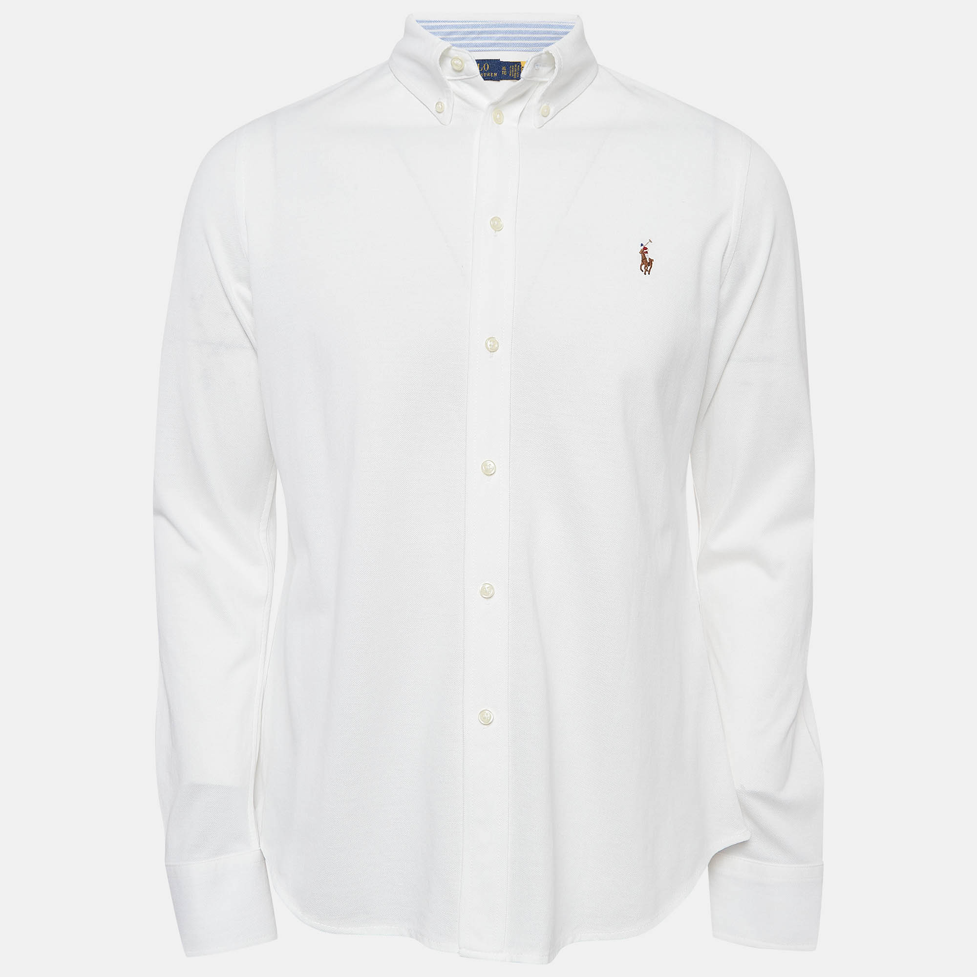 Pre Owned Polo Ralph Lauren White Cotton Pique Shirt XL