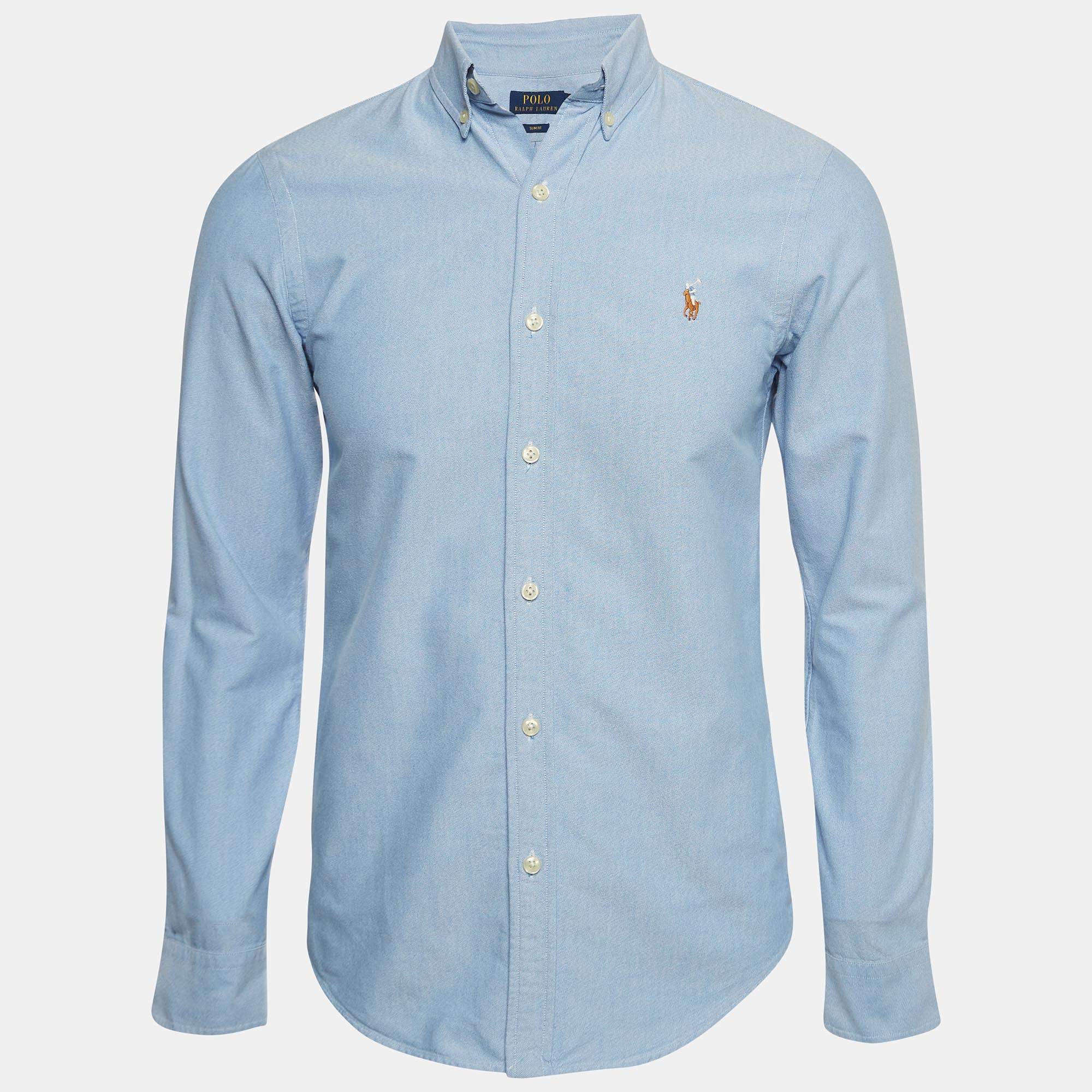 Pre Owned Polo Ralph Lauren Blue Cotton Buttoned Front Shirt S