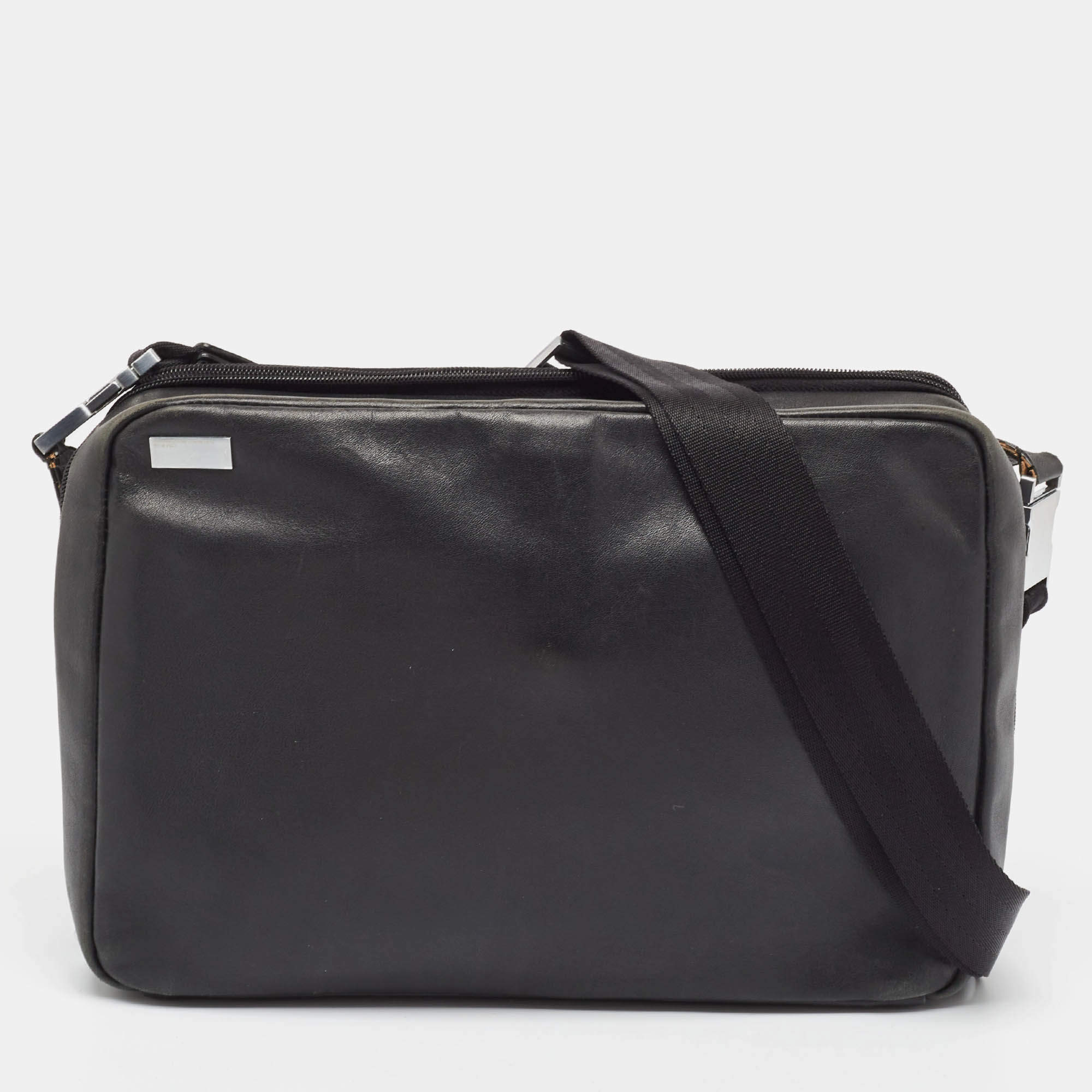 Porsche Design Black Leather Zip Laptop Bag