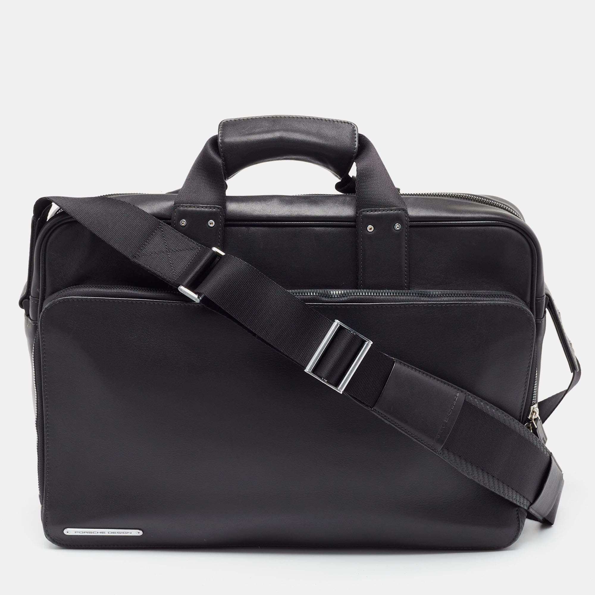 Porsche Design Black Leather and Carbon Effect Fabric CL2 2.0 Briefcase Bag