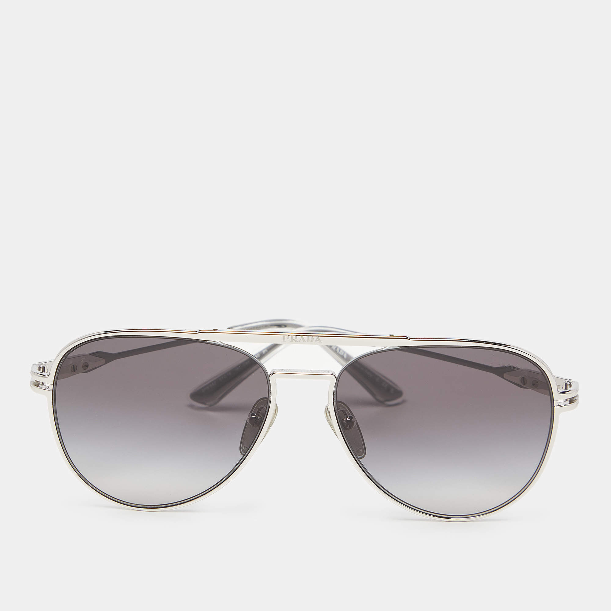 Prada Silver Tone/Grey Gradient SPR54Z Aviator Sunglasses