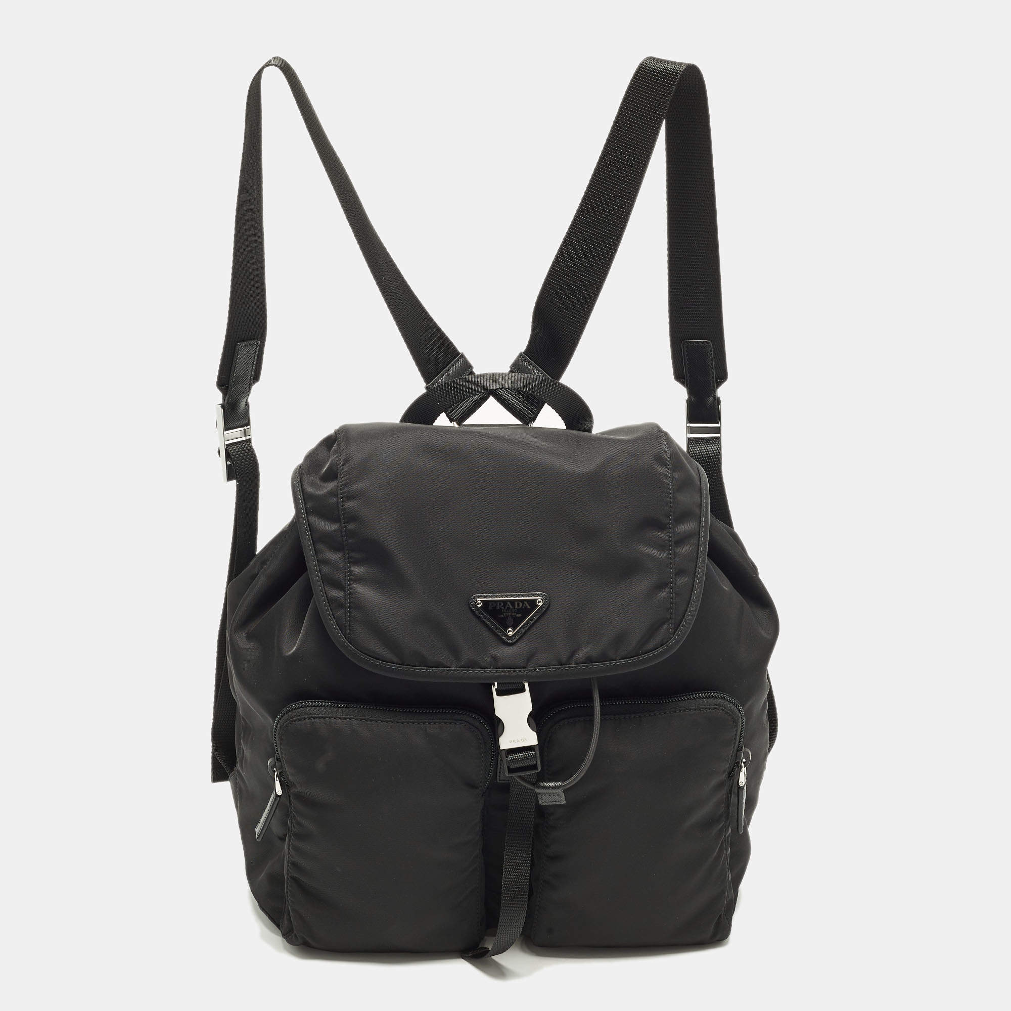 مملوكة مسبقًا Prada Explore Drawstring Black Nylon Backpack