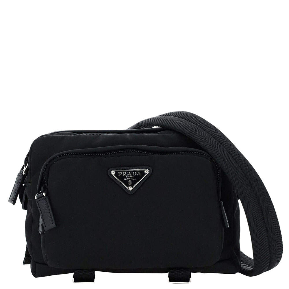 black nylon crossbody bag