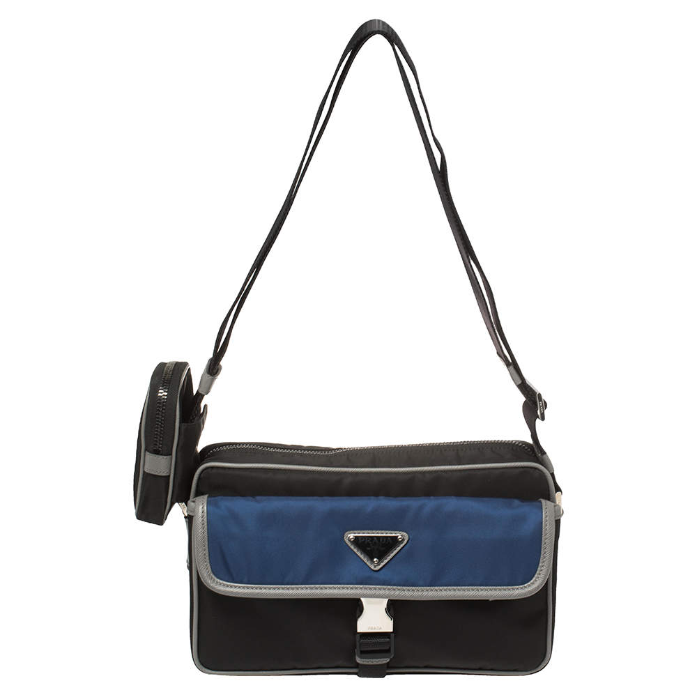 Prada Black/Blue Nylon Crossbody Bag