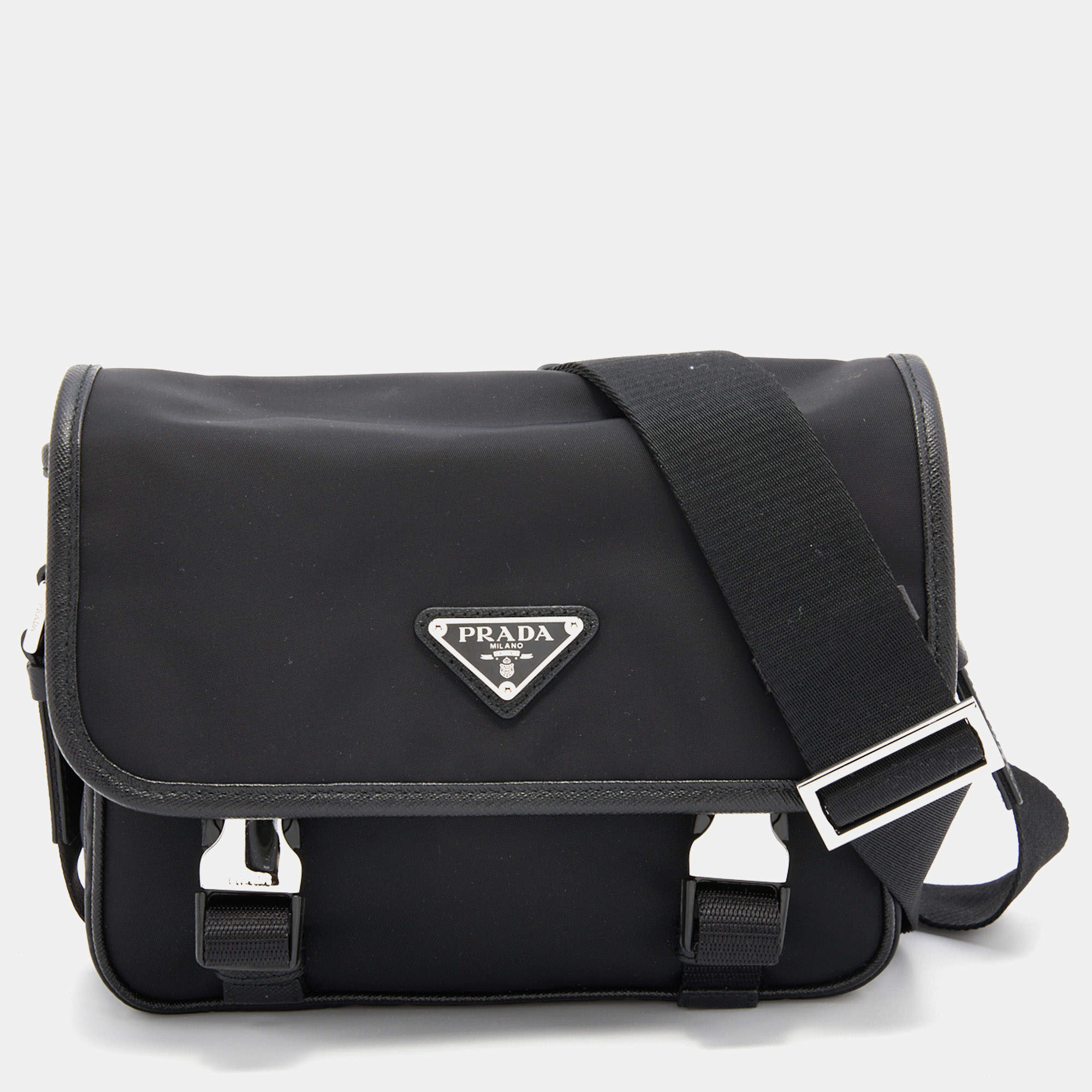 Prada Black Re-Nylon And Saffiano Leather Messenger Bag Prada | TLC