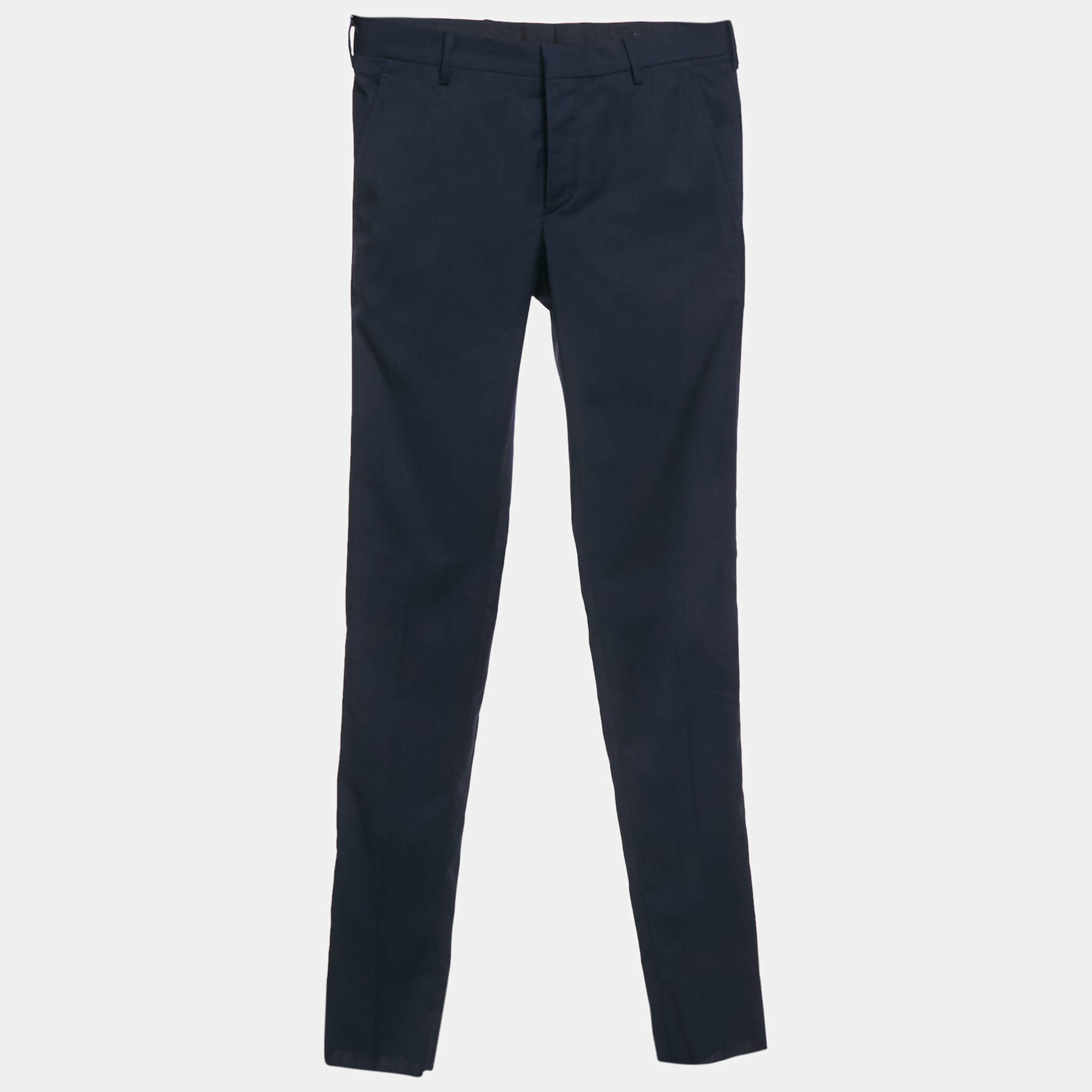 Pre Owned بنطلون صوف رسمي كحلي برادا مقاس صغير - اكس سمول