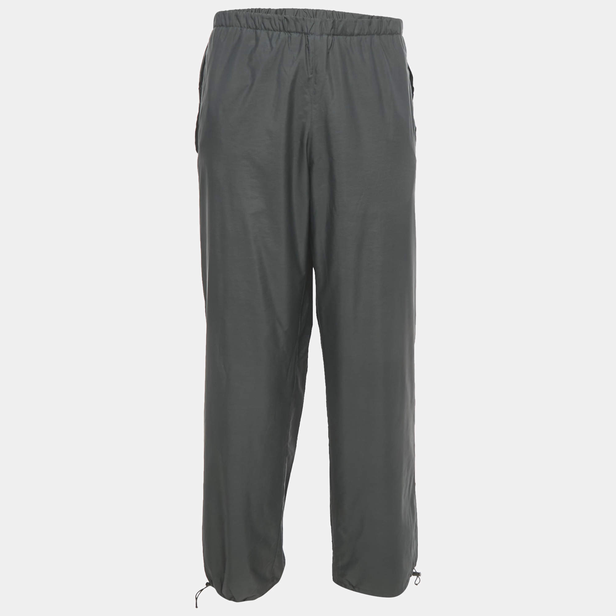 Pre Owned Prada Khaki Green Synthetic Joggers XL