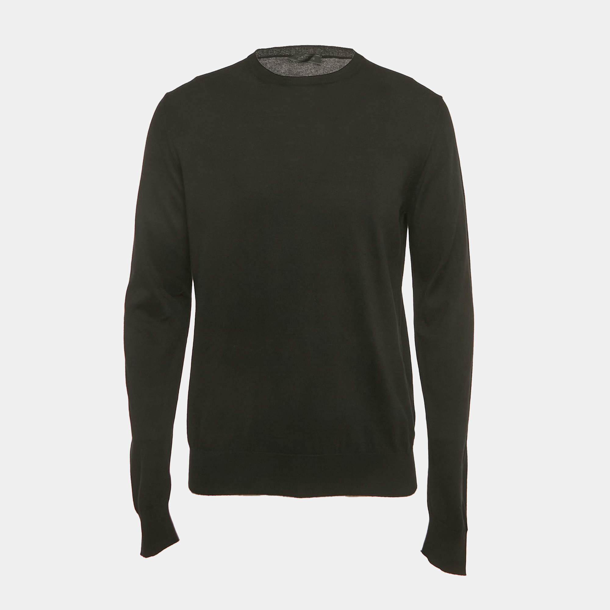 Pre Owned Prada Black Cotton Knit Crewneck Sweatshirt M