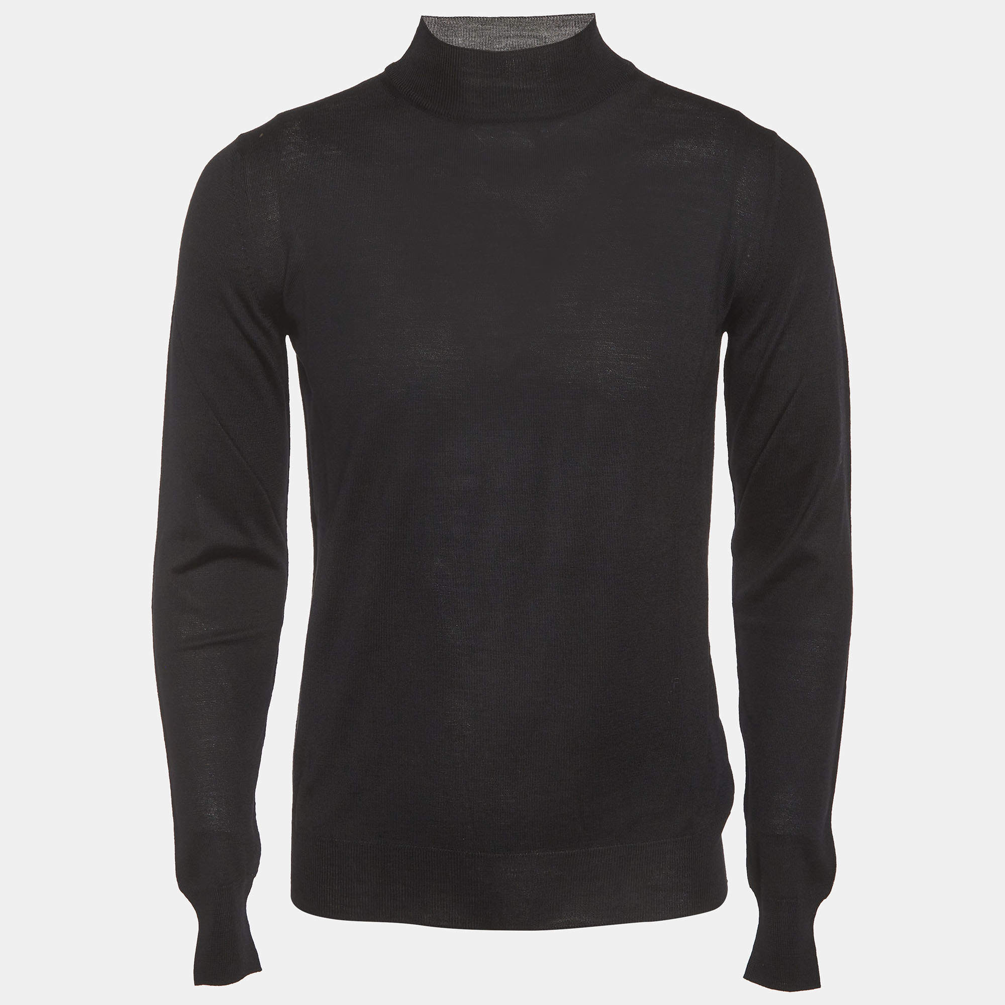 مملوكة مسبقًا Prada Black Wool Knit Turtle Neck Sweatshirt M