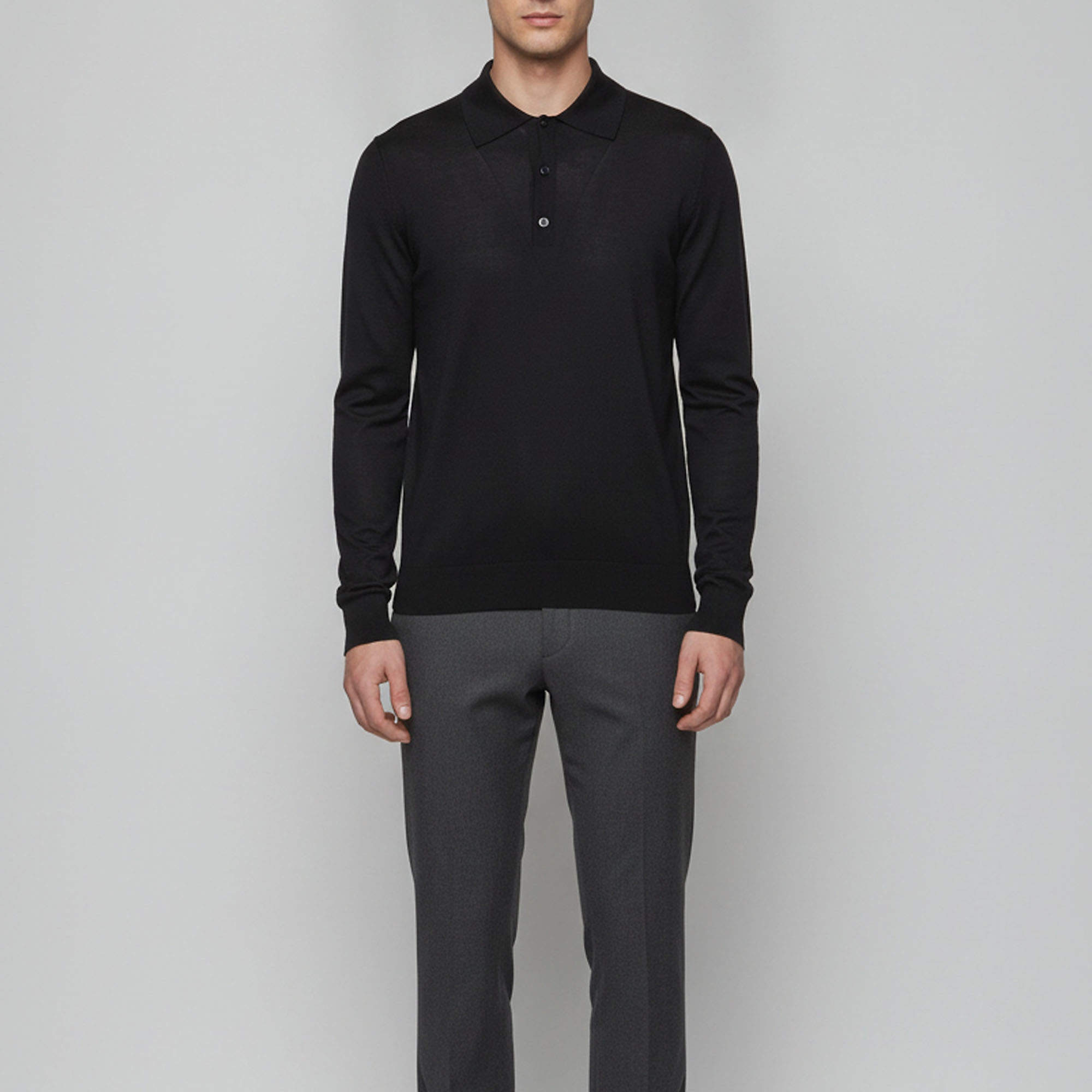 Pre Owned Prada Navy Blue Silk Blend Knit Polo Long-Sleeved Pullover M
