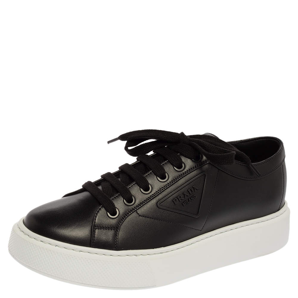 Prada Black Leather Low Top Sneakers Size 41 Prada | TLC