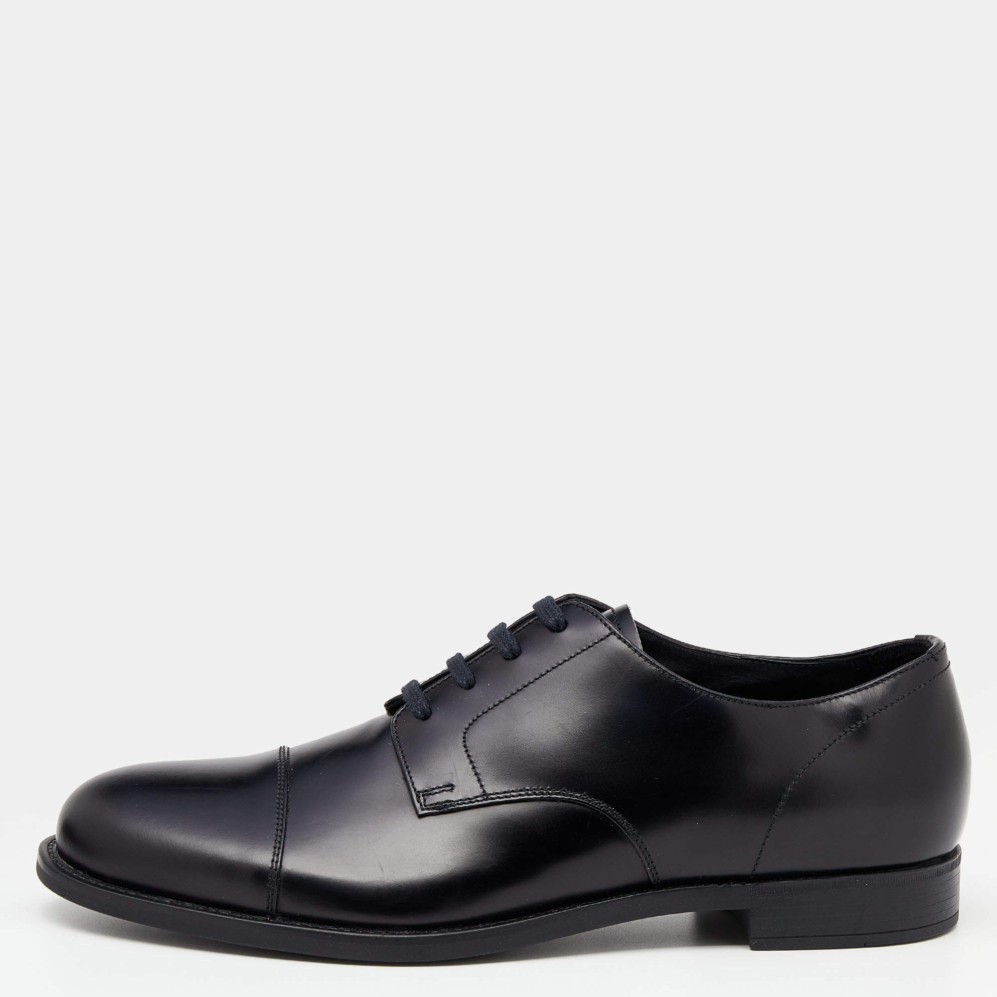Prada Black Leather Lace Up Oxfords Size 41