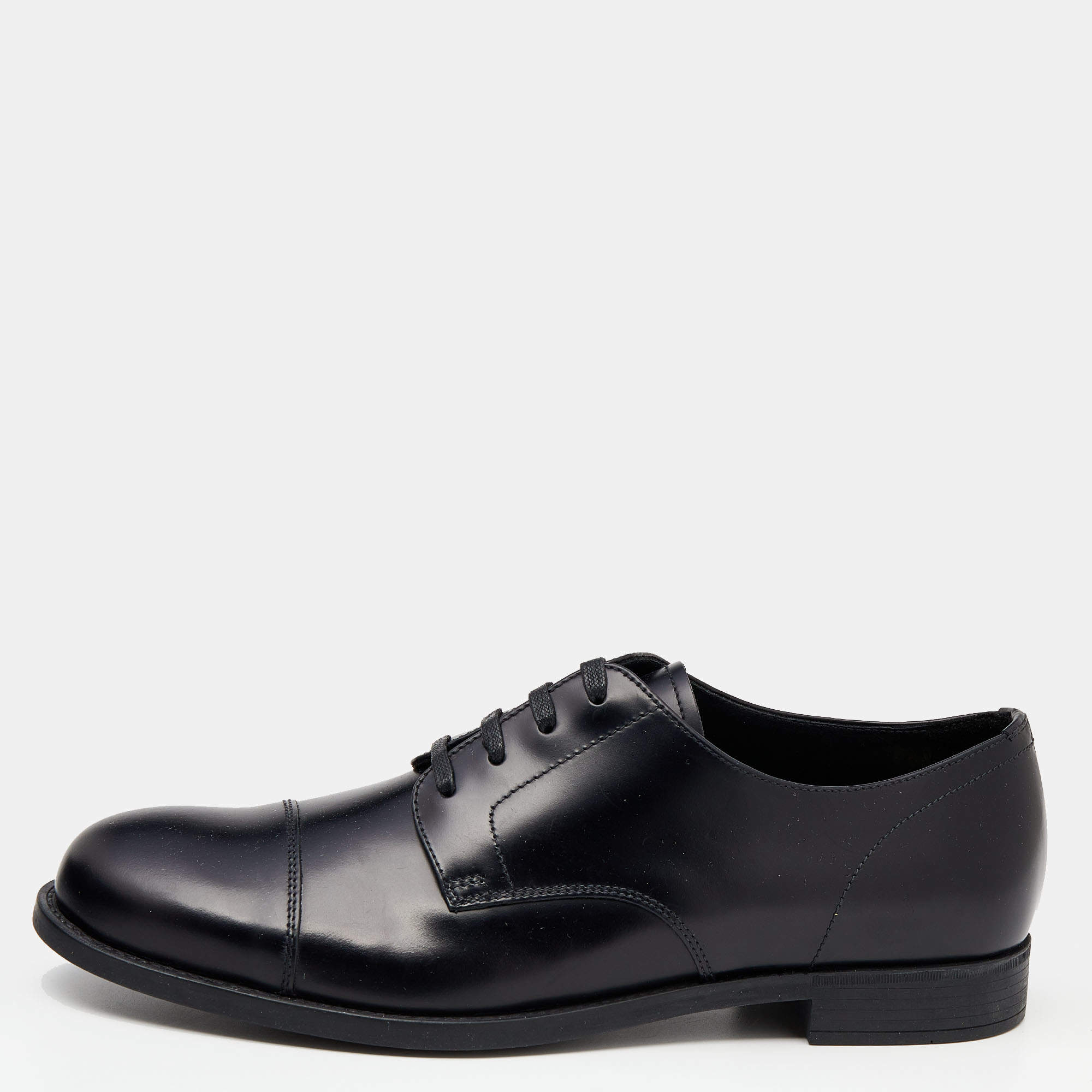 Prada Black Leather Lace Up Oxfords Size 41