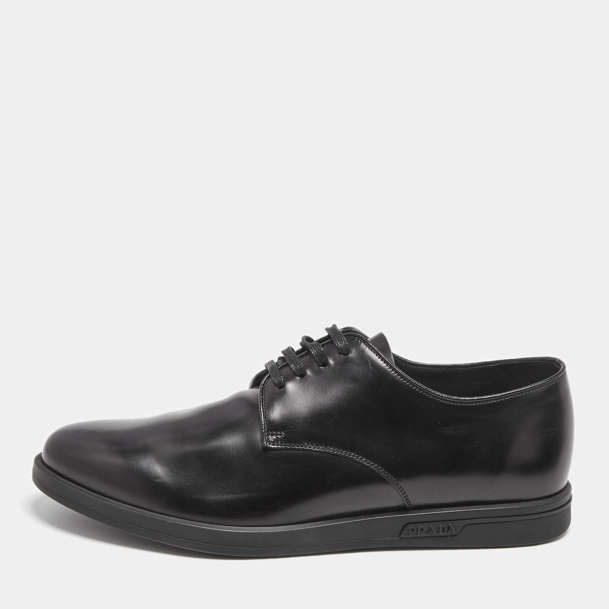 Prada Black Leather Lace Up Derby Size 43.5
