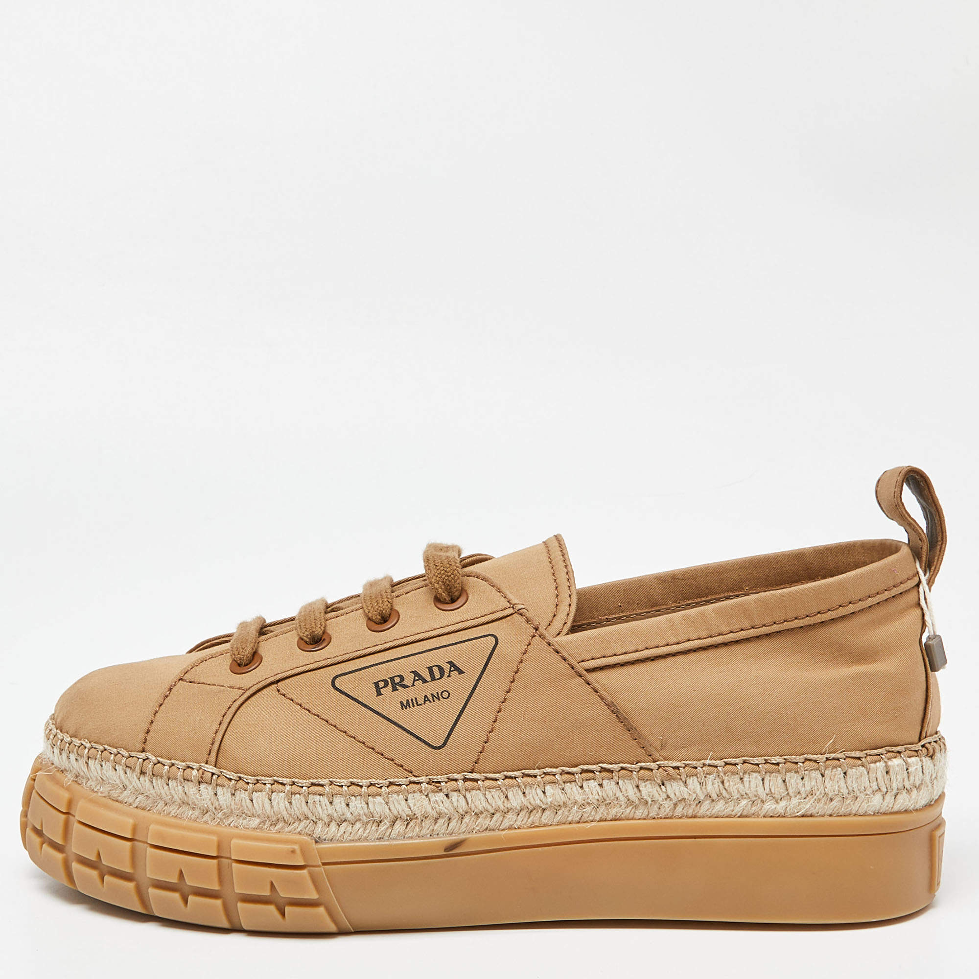 Prada Brown Canvas Low Top Sneakers Size 44